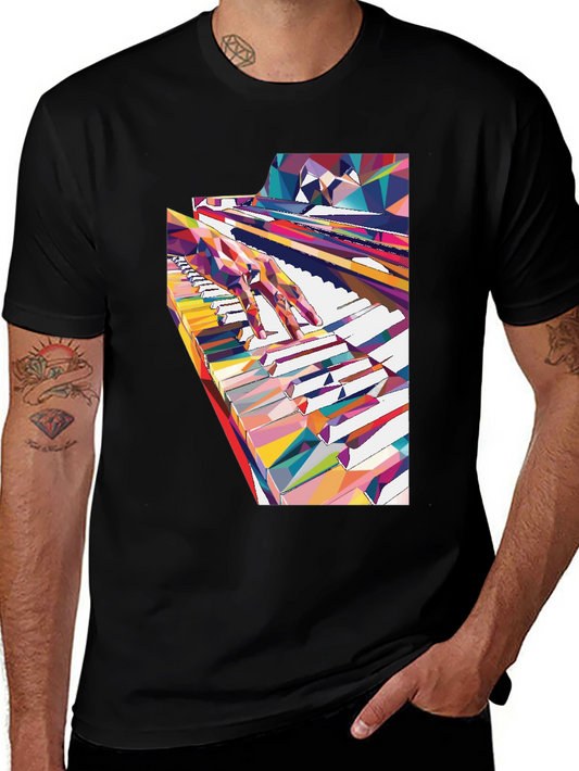 Abstract Piano Keys Graphic Tee - Music Lover Shirt