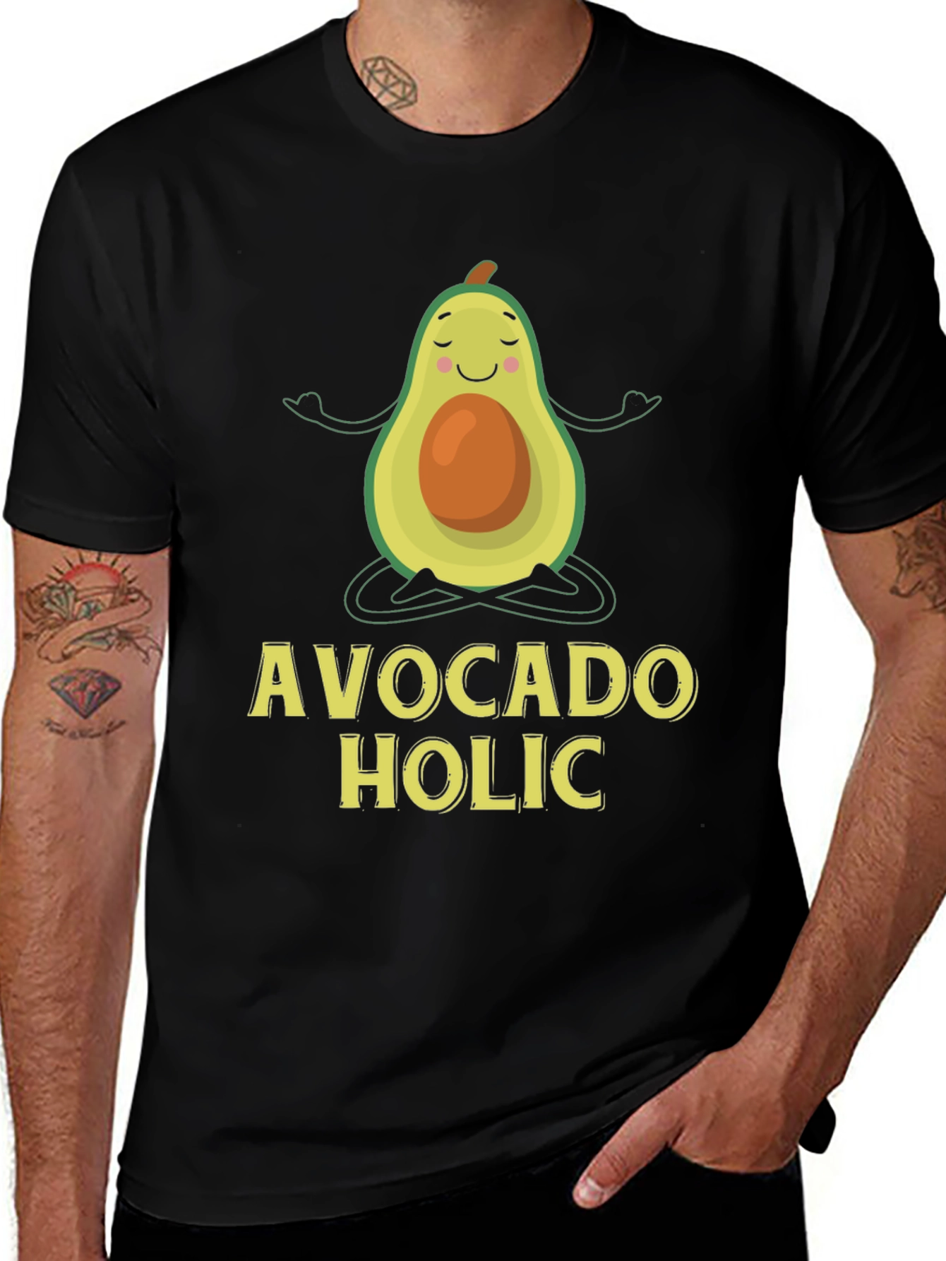 Avocado Holic T-Shirt - Yoga Cartoon Graphic Tee
