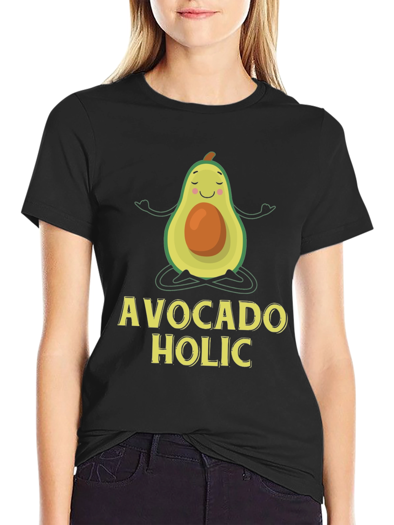 Avocado Holic T-Shirt - Yoga Cartoon Graphic Tee