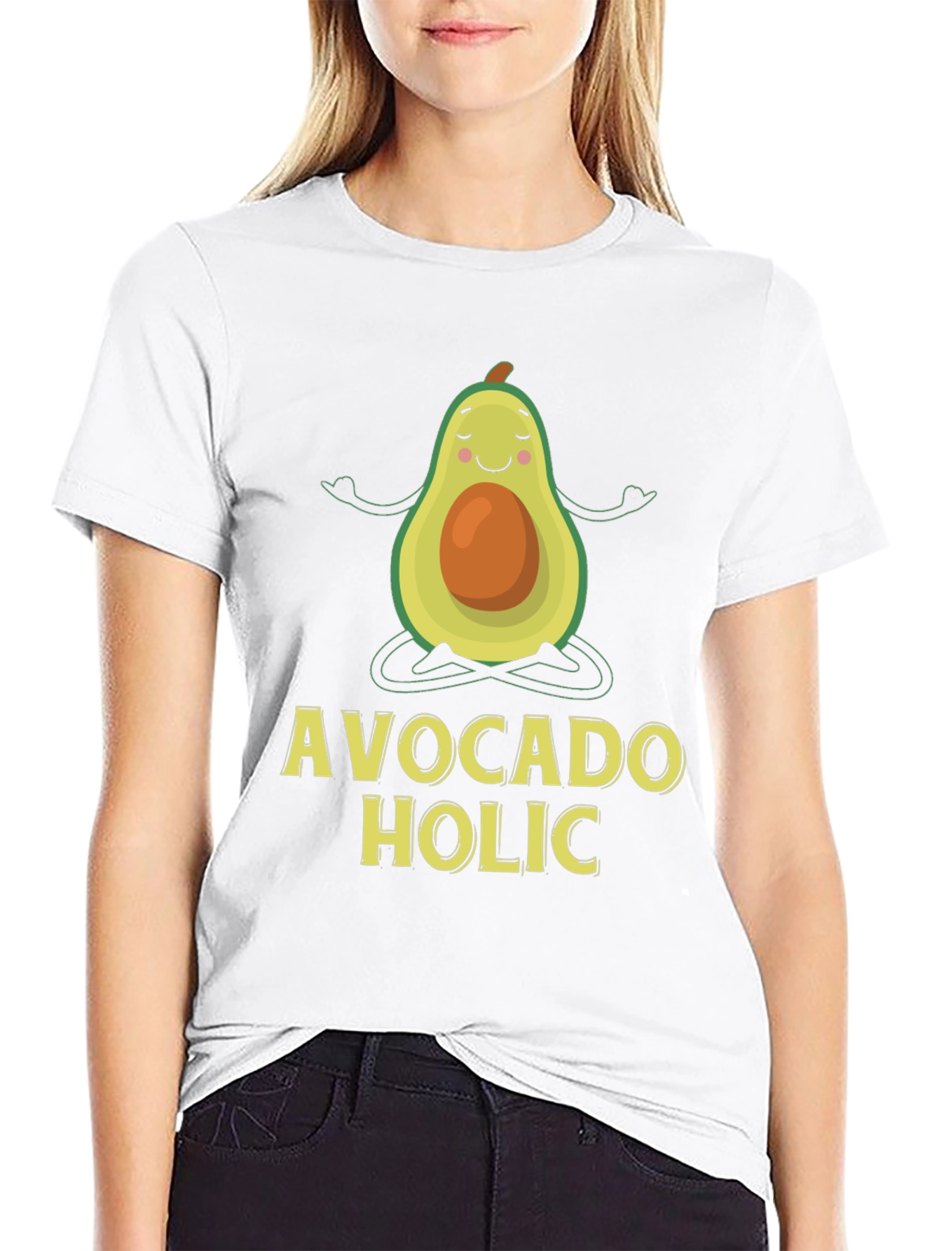 Avocado Holic T-Shirt - Yoga Cartoon Graphic Tee