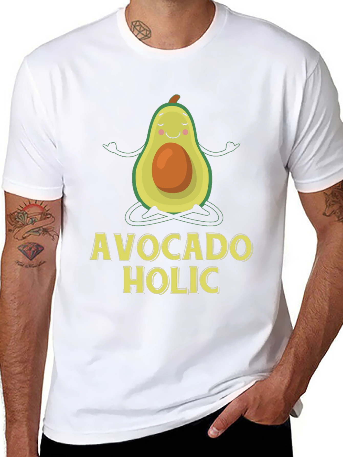 Avocado Holic T-Shirt - Yoga Cartoon Graphic Tee
