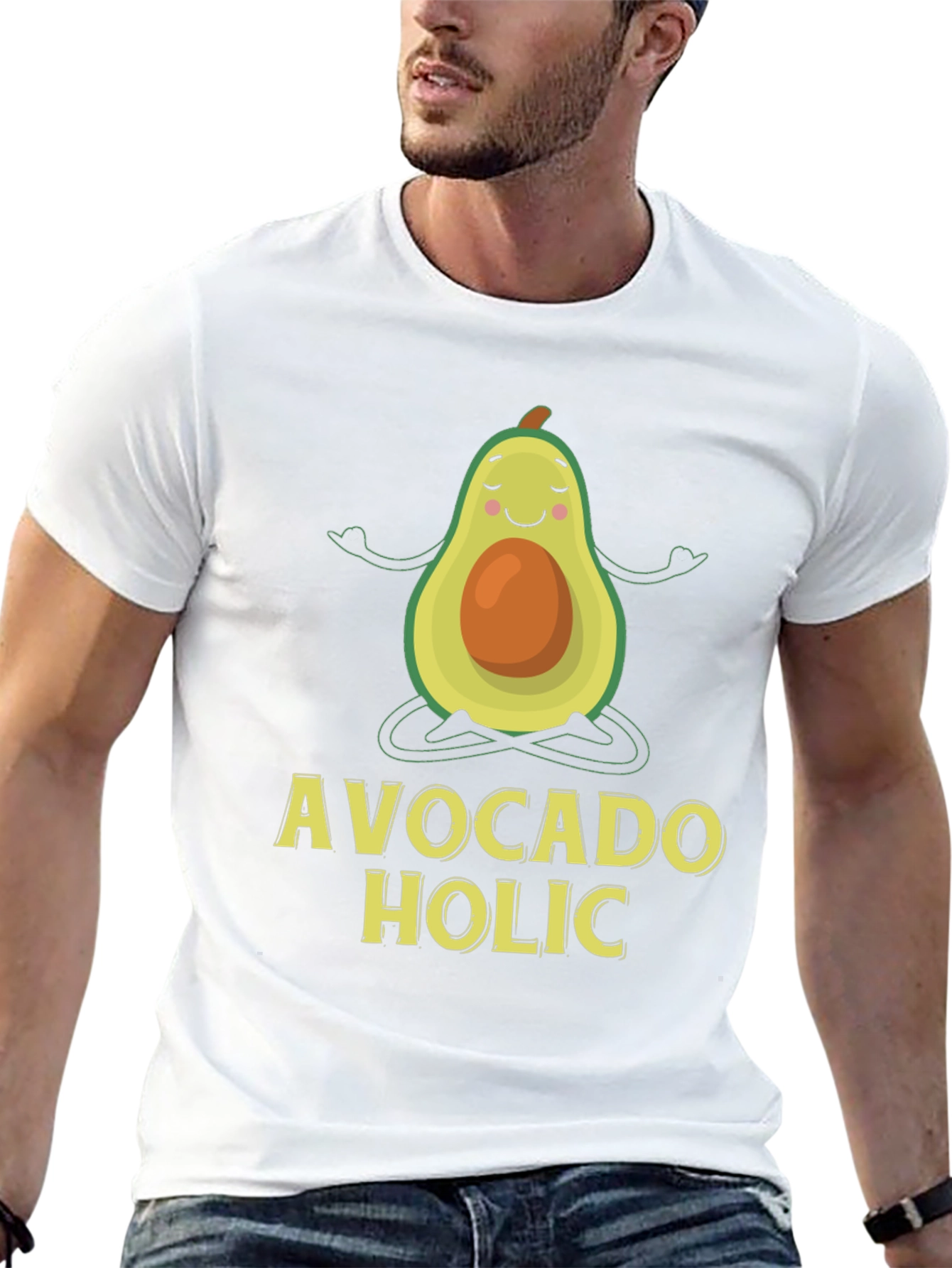 Avocado Holic T-Shirt - Yoga Cartoon Graphic Tee