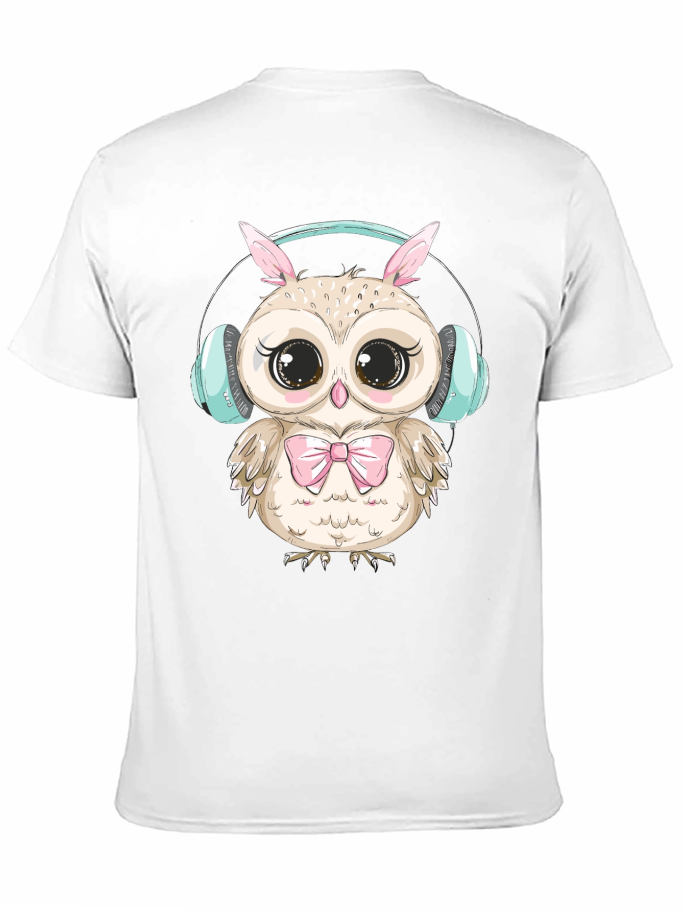 Cute Owl with Headphones Graphic Tee