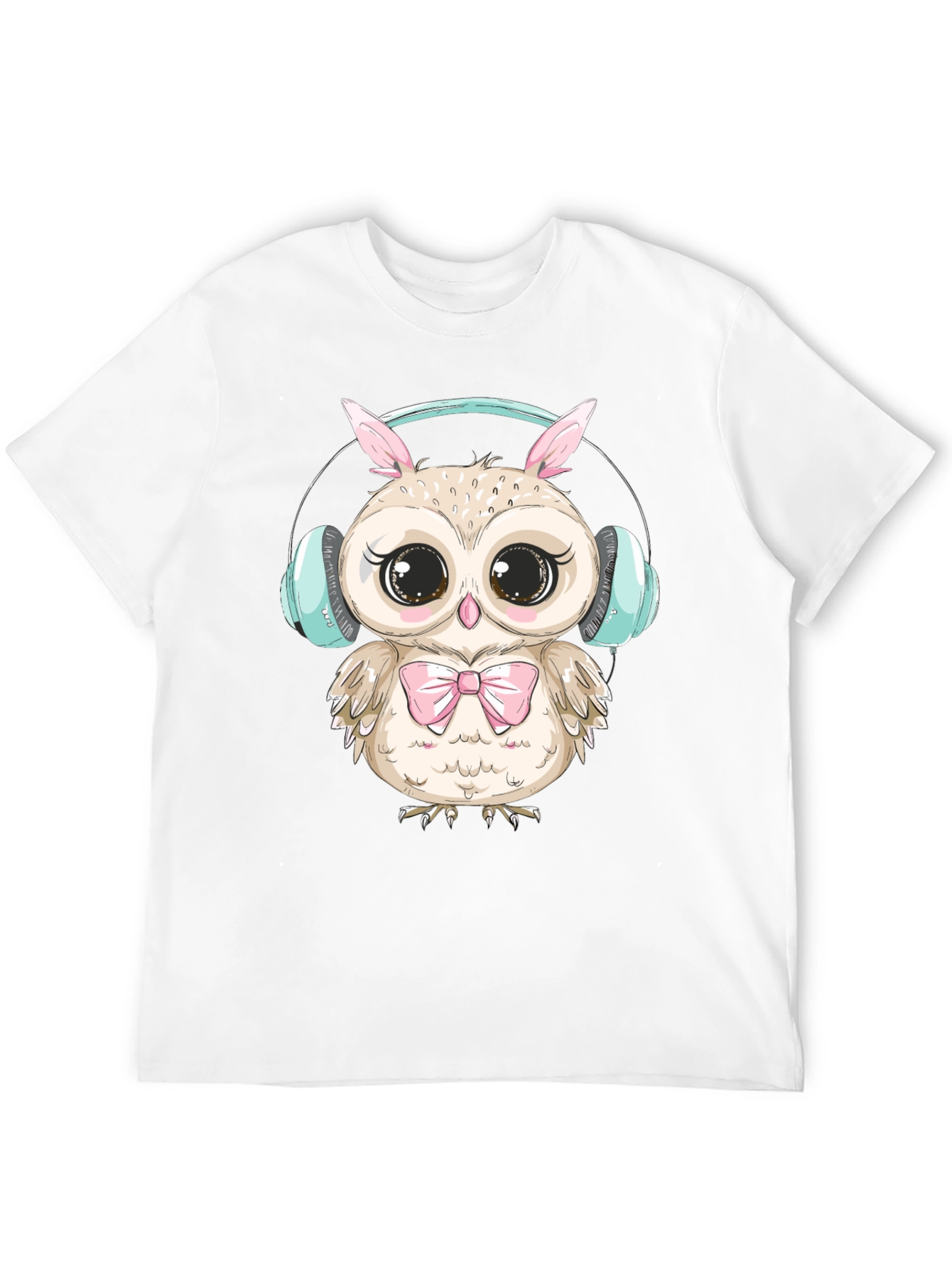 Cute Owl with Headphones Graphic Tee
