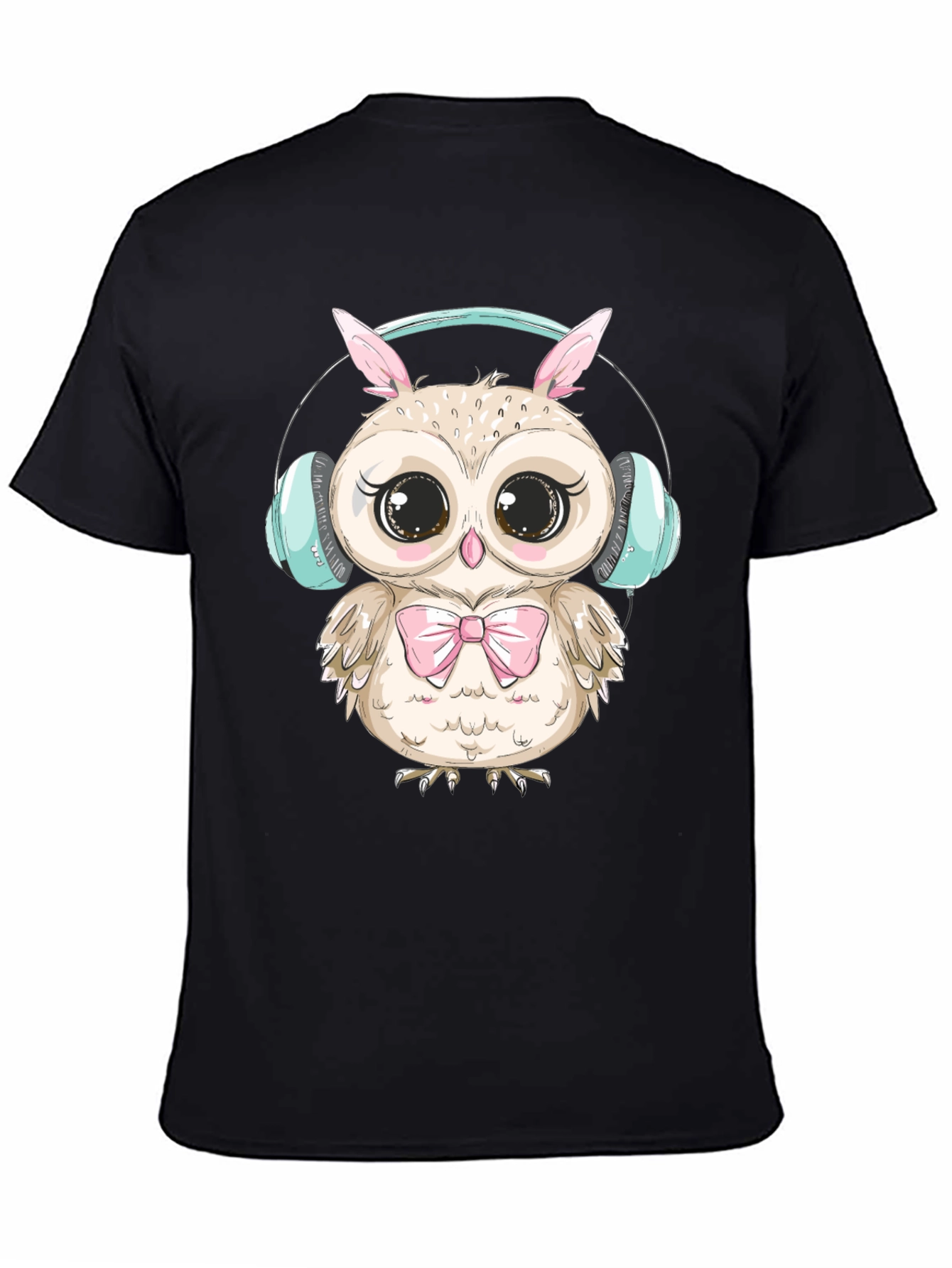 Cute Owl with Headphones Graphic Tee