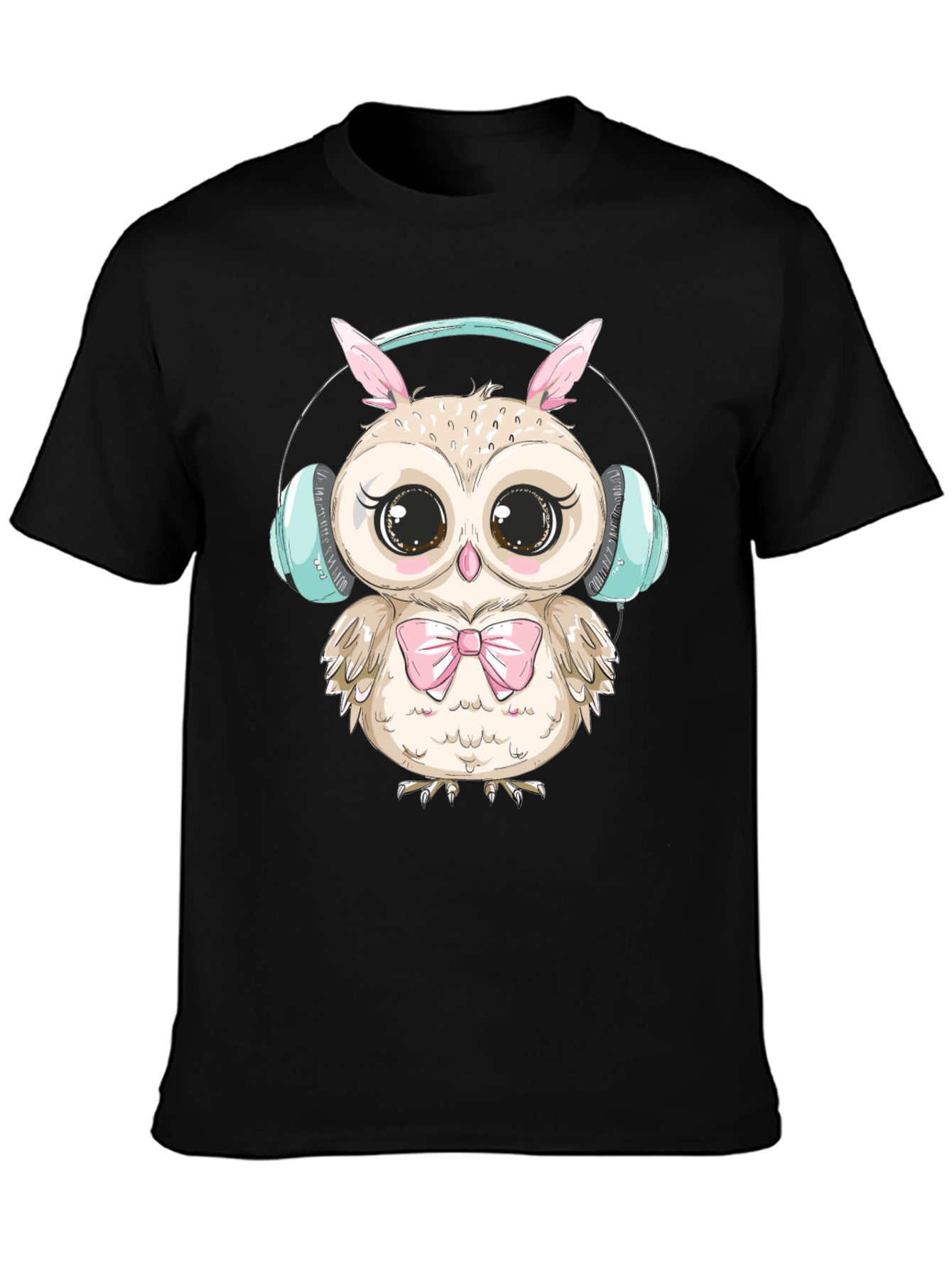 Cute Owl with Headphones Graphic Tee