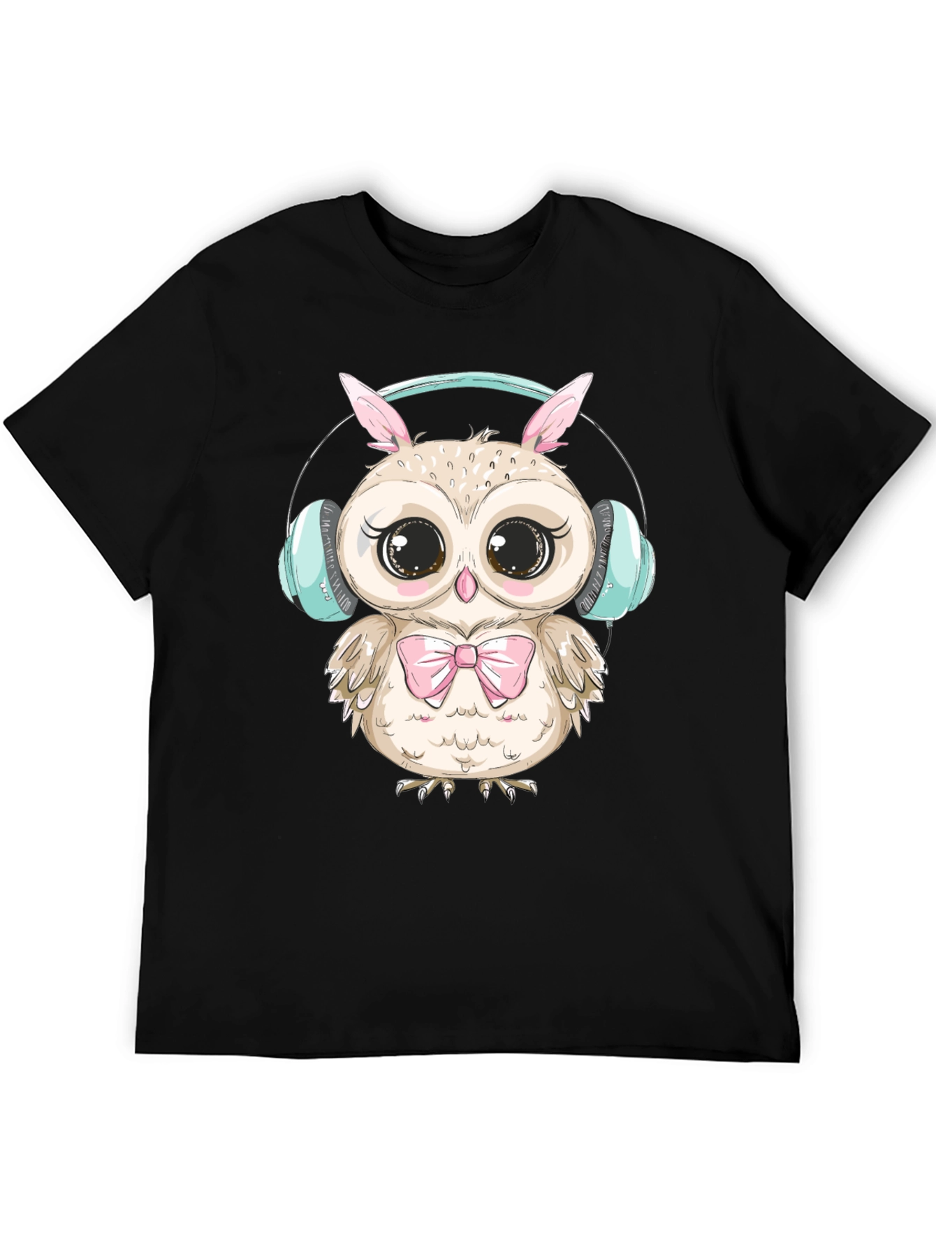Cute Owl with Headphones Graphic Tee