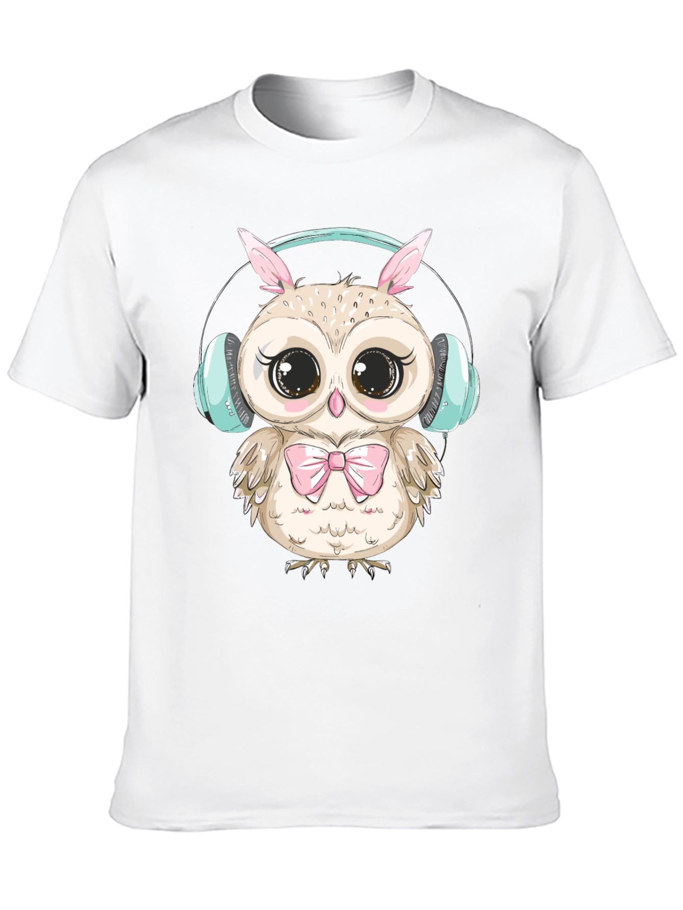 Cute Owl with Headphones Graphic Tee