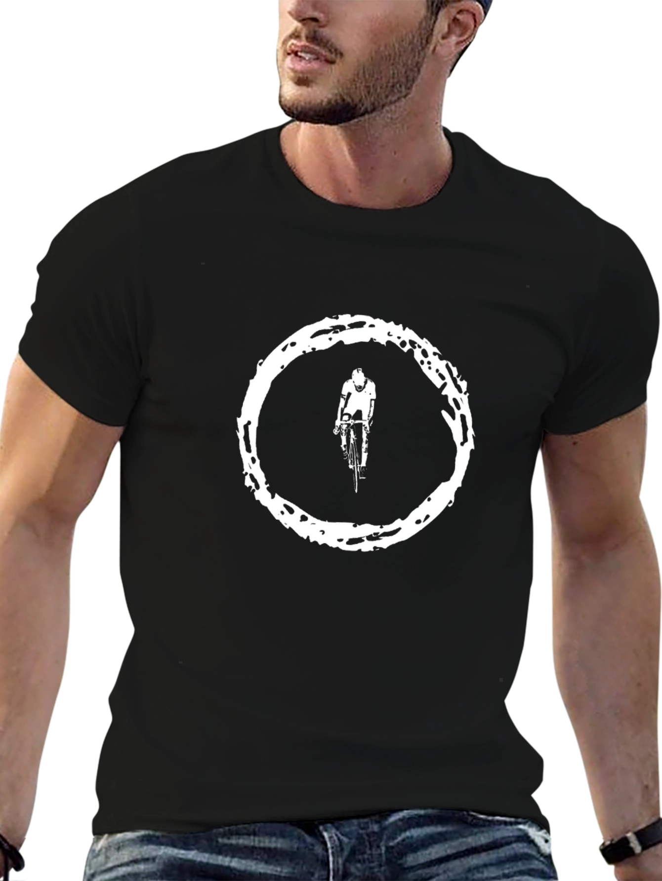 Cyclist Graphic Tee - Black Cotton Blend