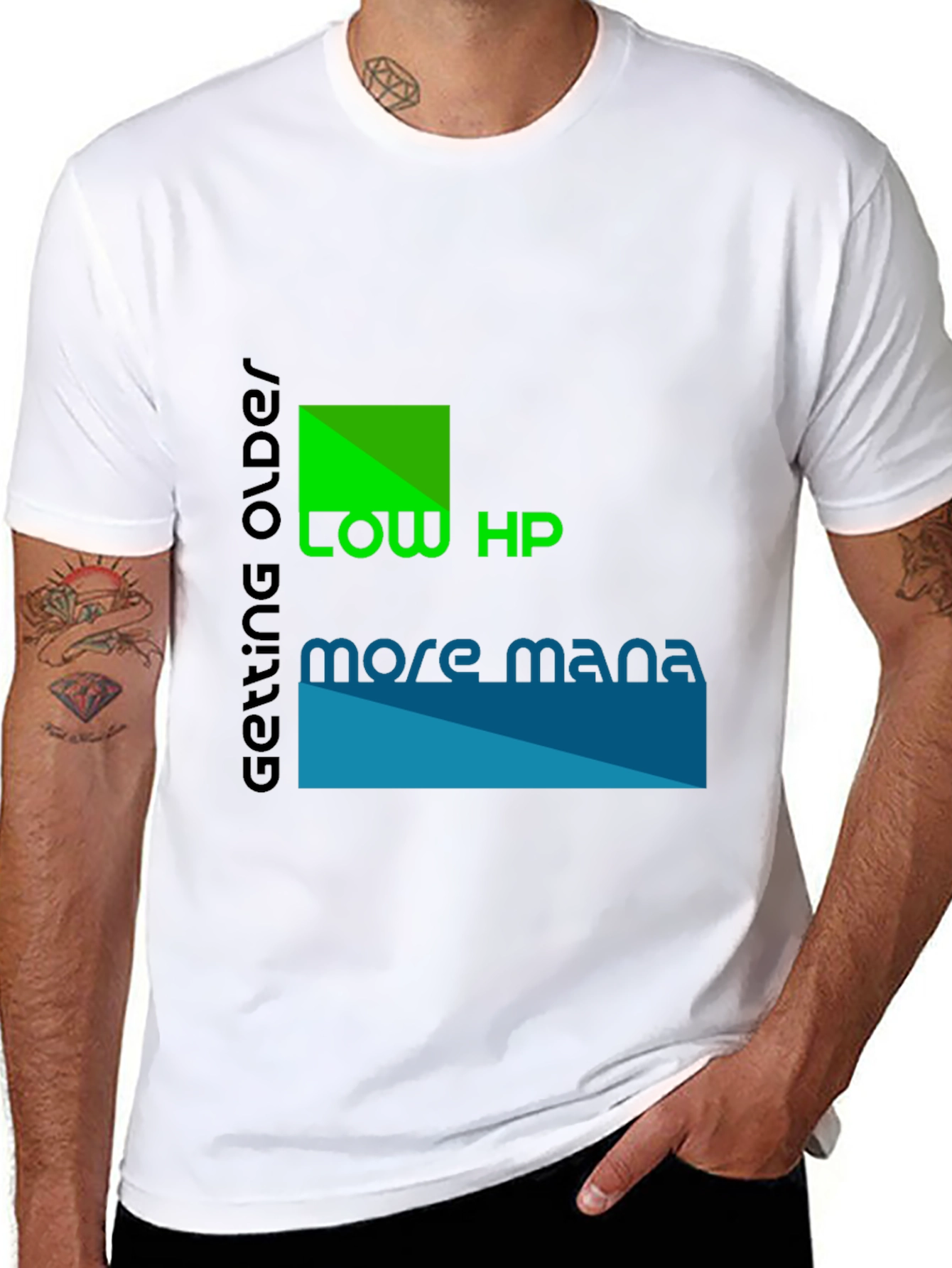Low HP More Mana Black Graphic T-Shirt