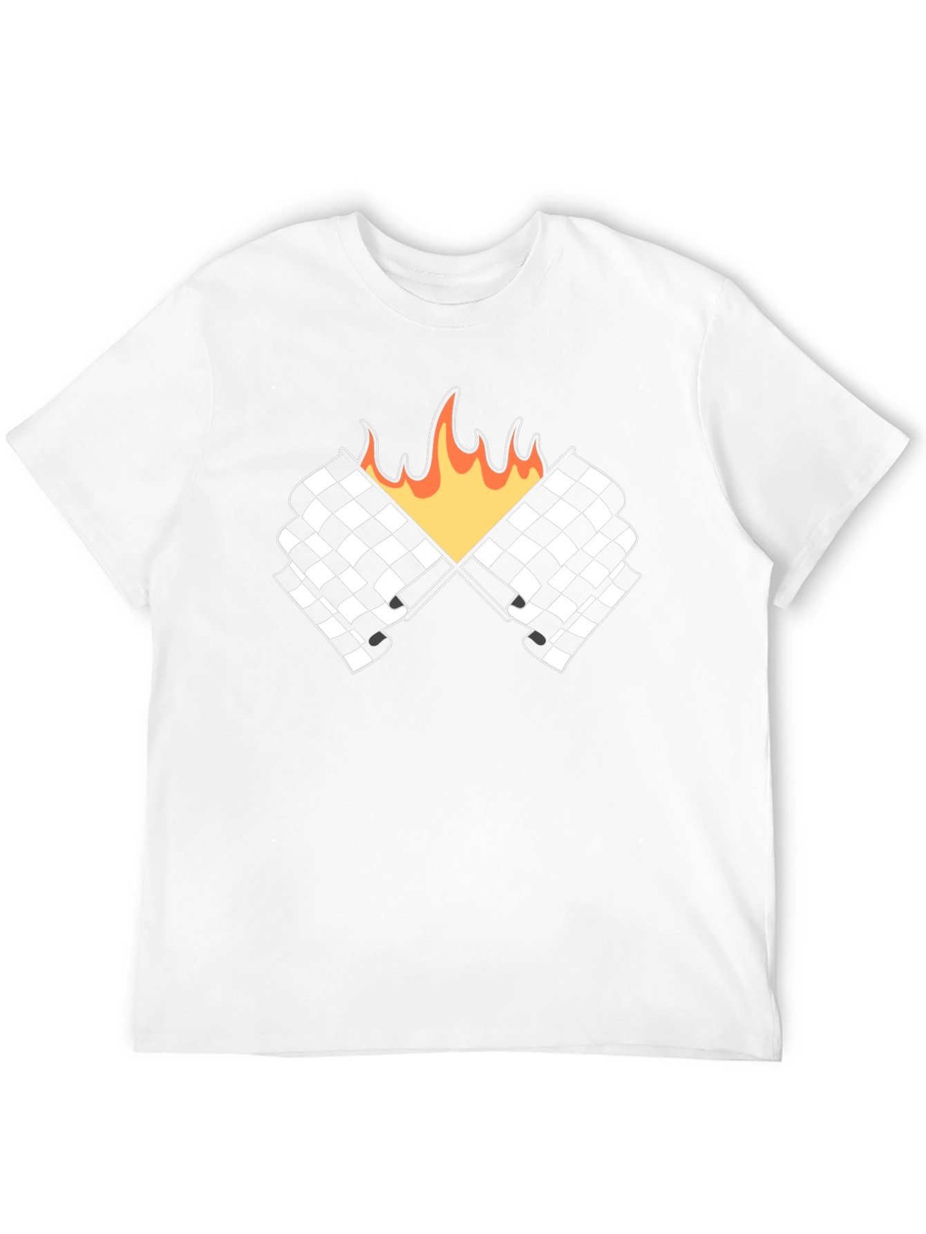 Racing Flags with Flames Graphic Tee - Black