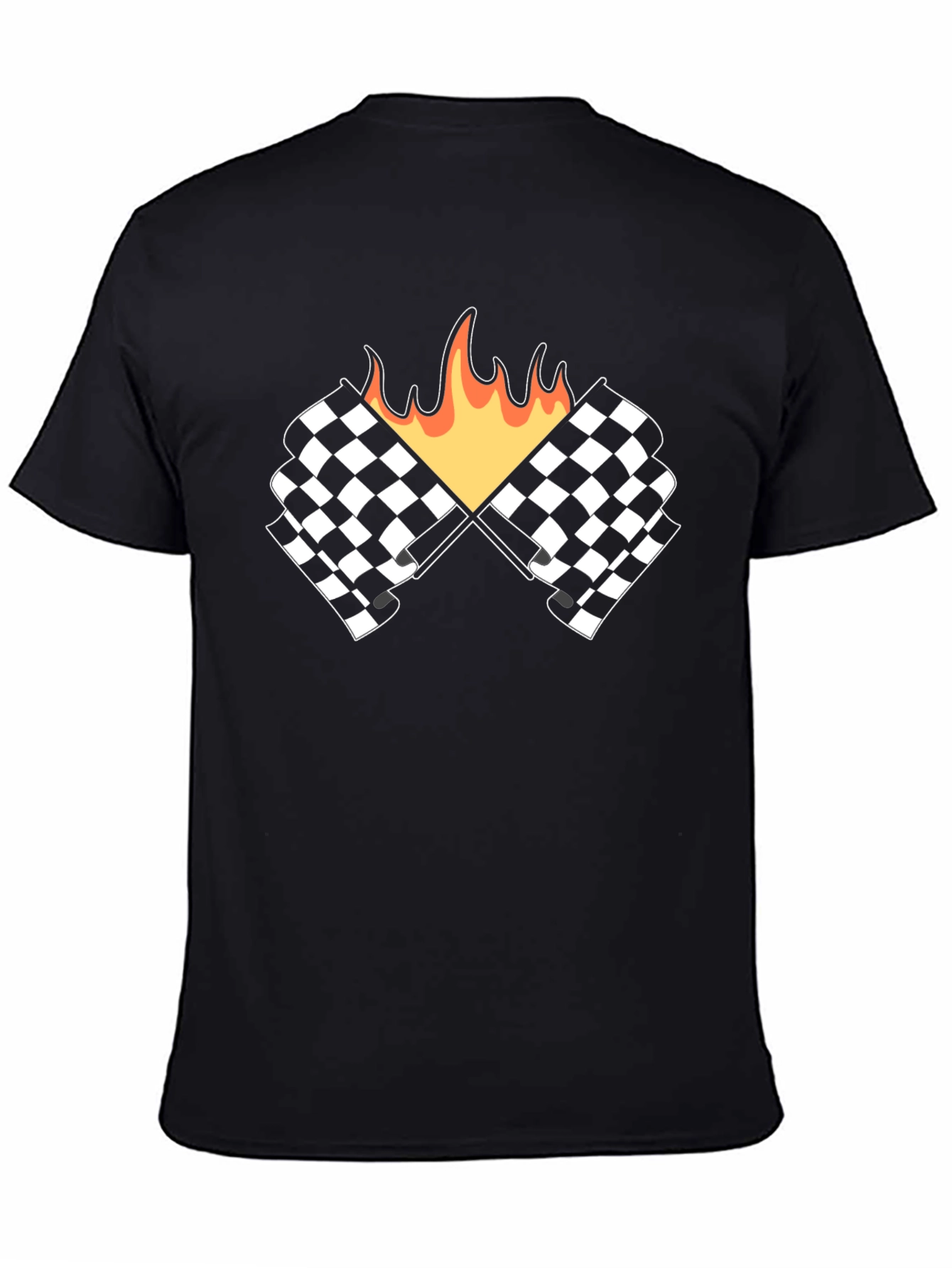 Racing Flags with Flames Graphic Tee - Black