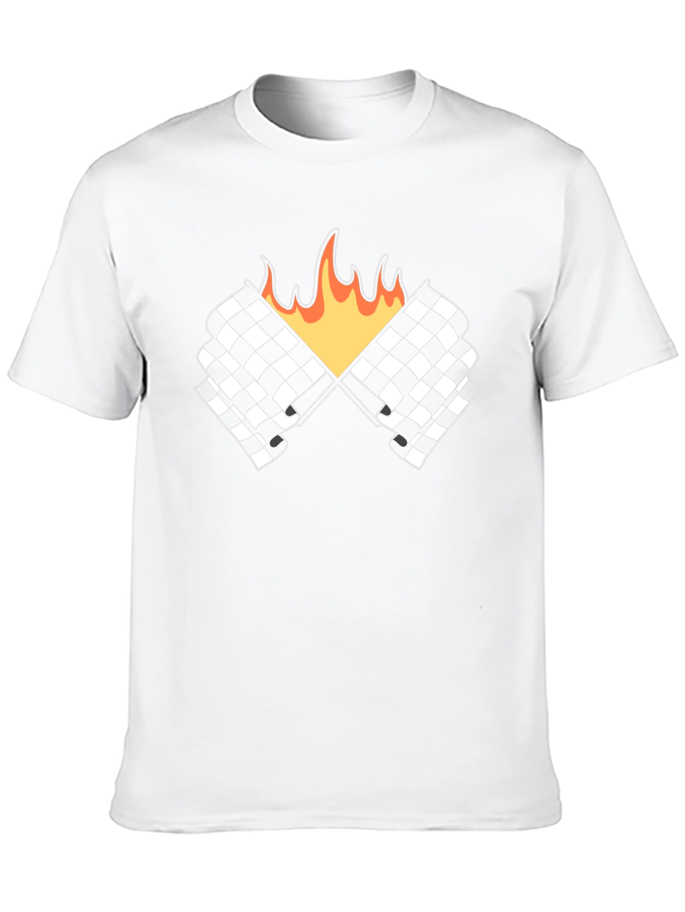 Racing Flags with Flames Graphic Tee - Black