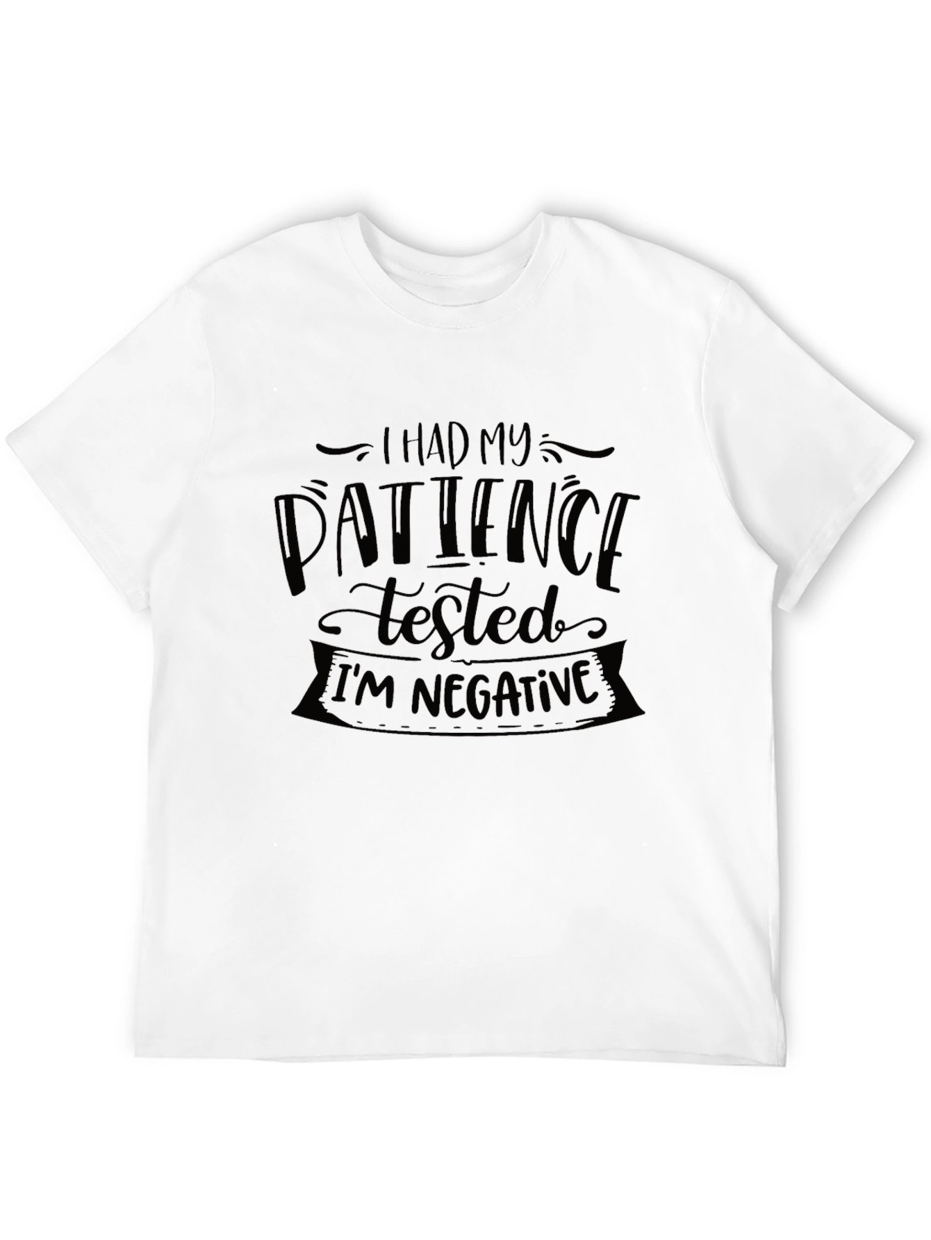 Humorous Patience Tested Graphic Tee - Black