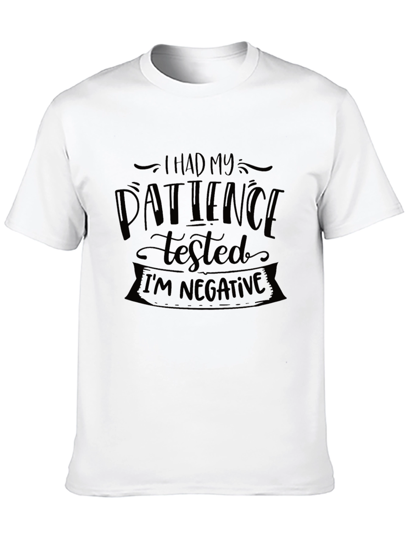 Humorous Patience Tested Graphic Tee - Black
