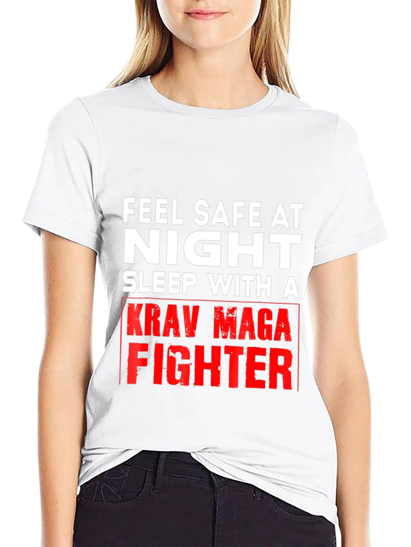 Feel Safe At Night Krav Maga Fighter Graphic Tee