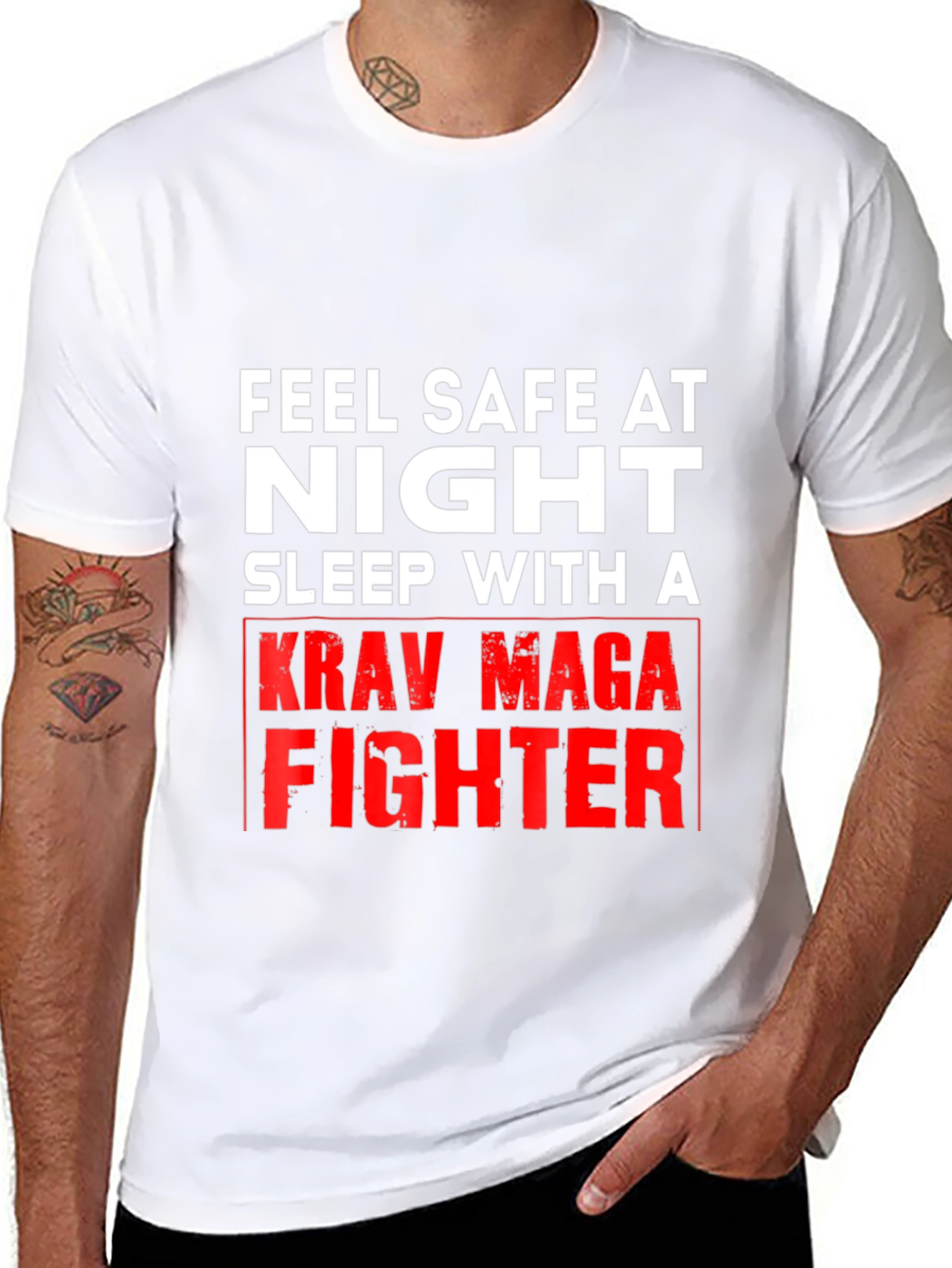 Feel Safe At Night Krav Maga Fighter Graphic Tee