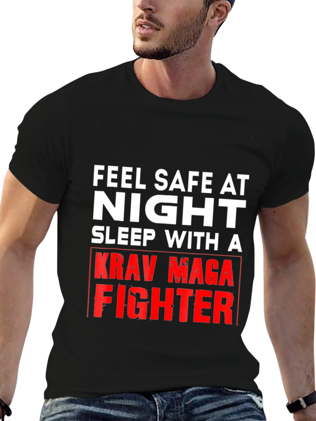 Feel Safe At Night Krav Maga Fighter Graphic Tee