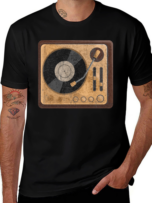 Vintage Turntable Graphic T-Shirt - Retro Style