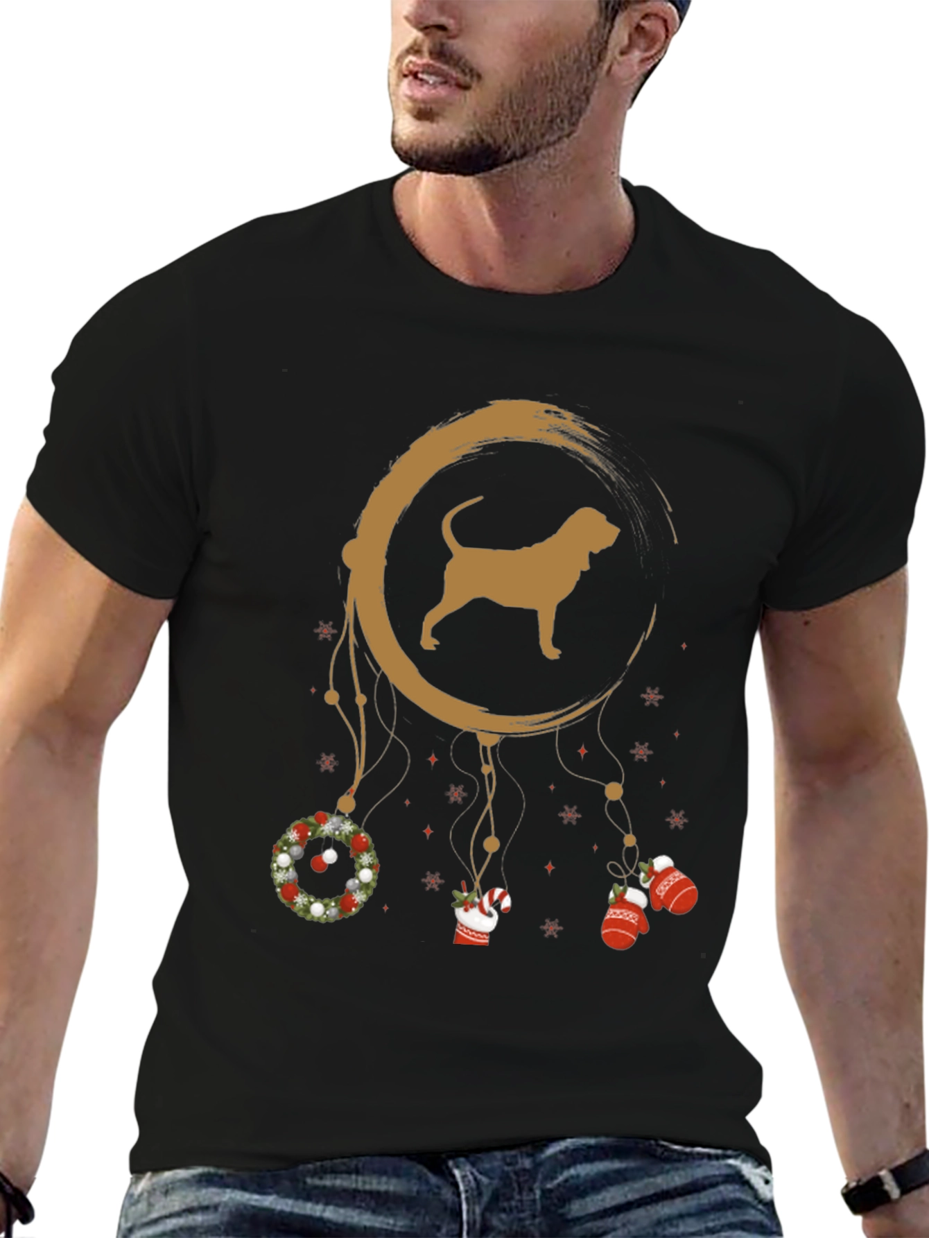 Dog Breed Dreamcatcher Christmas Black T-Shirt