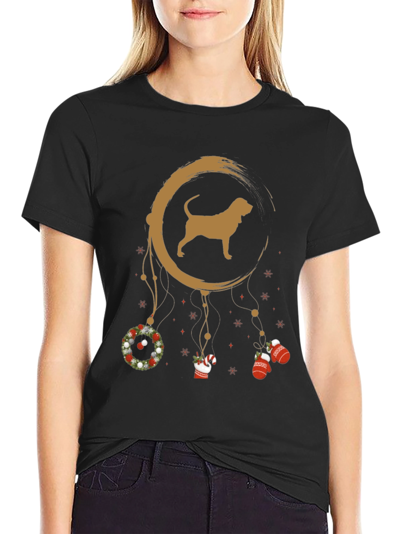Dog Breed Dreamcatcher Christmas Black T-Shirt