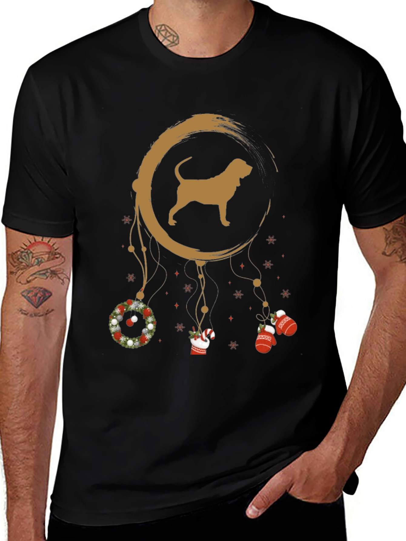 Dog Breed Dreamcatcher Christmas Black T-Shirt