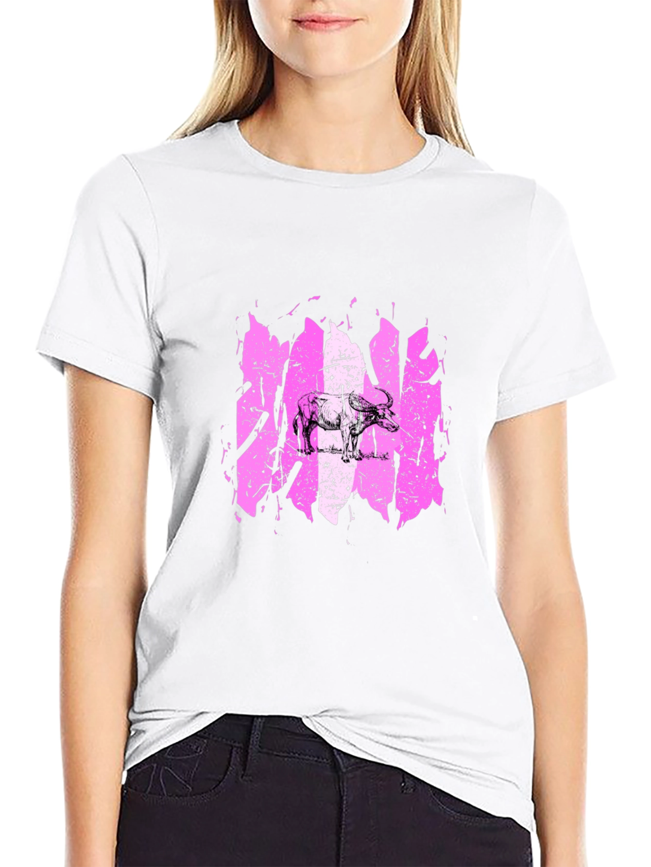 Distressed Elephant Graphic Tee - Black