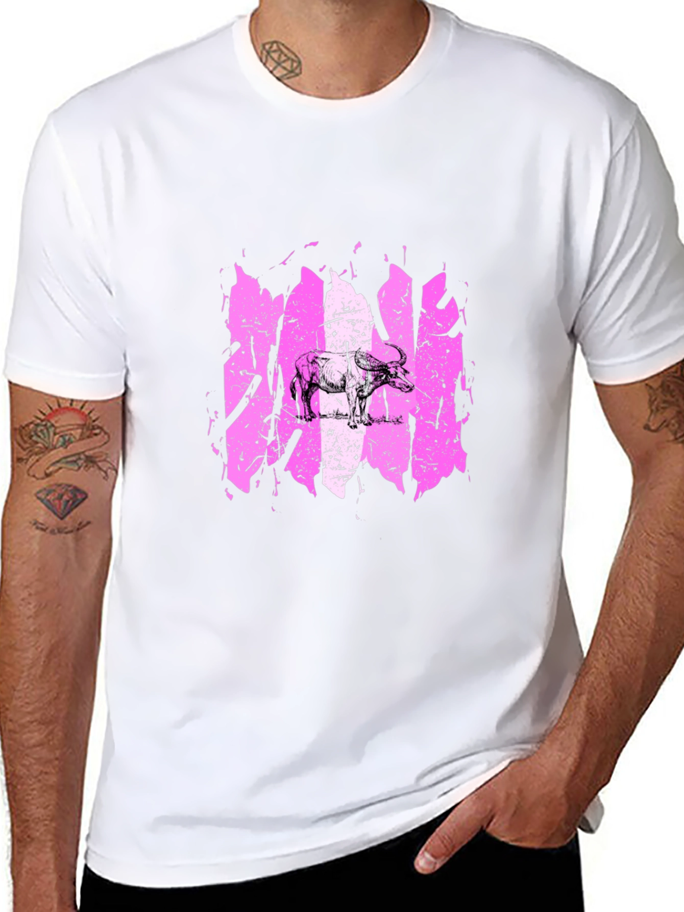 Distressed Elephant Graphic Tee - Black
