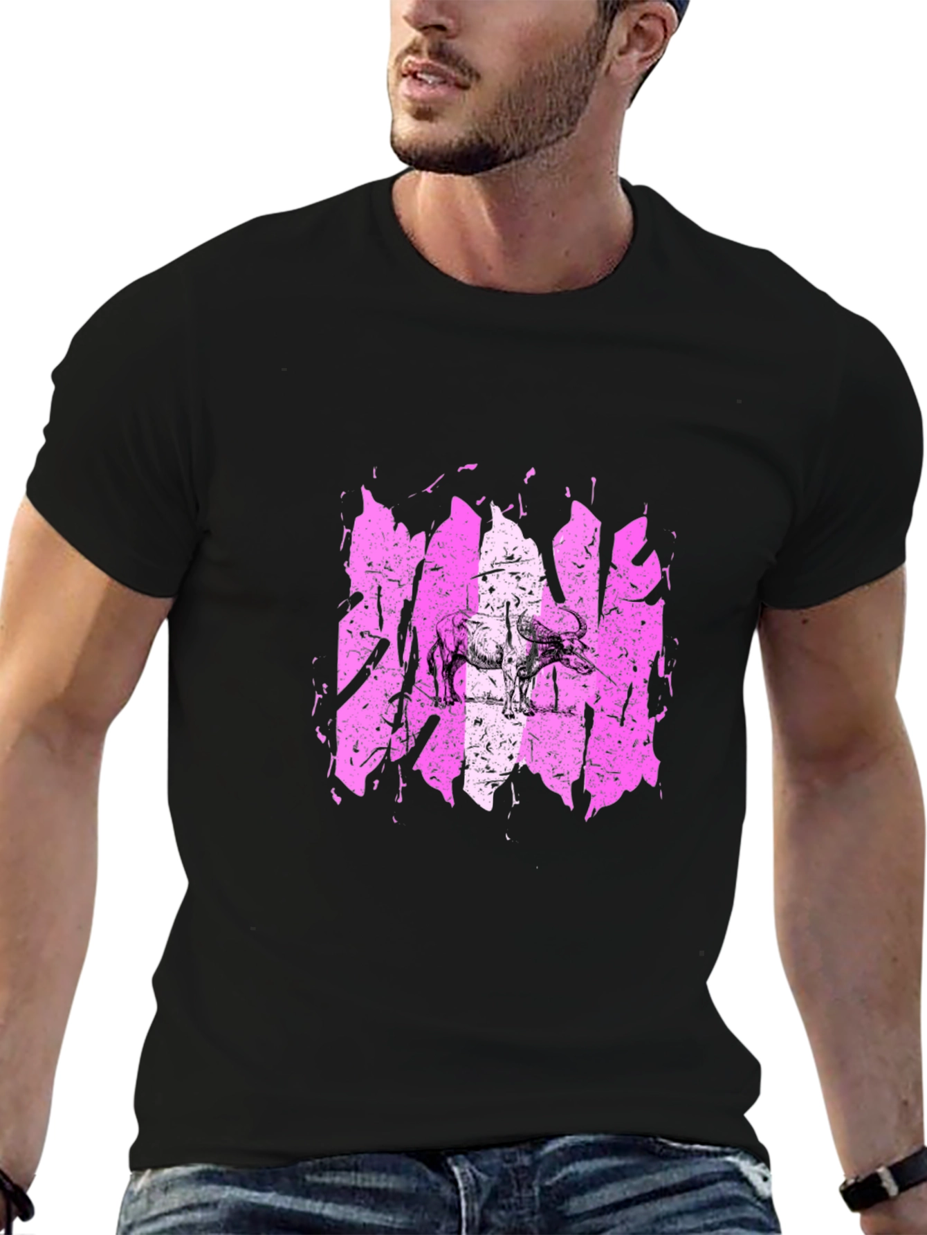 Distressed Elephant Graphic Tee - Black