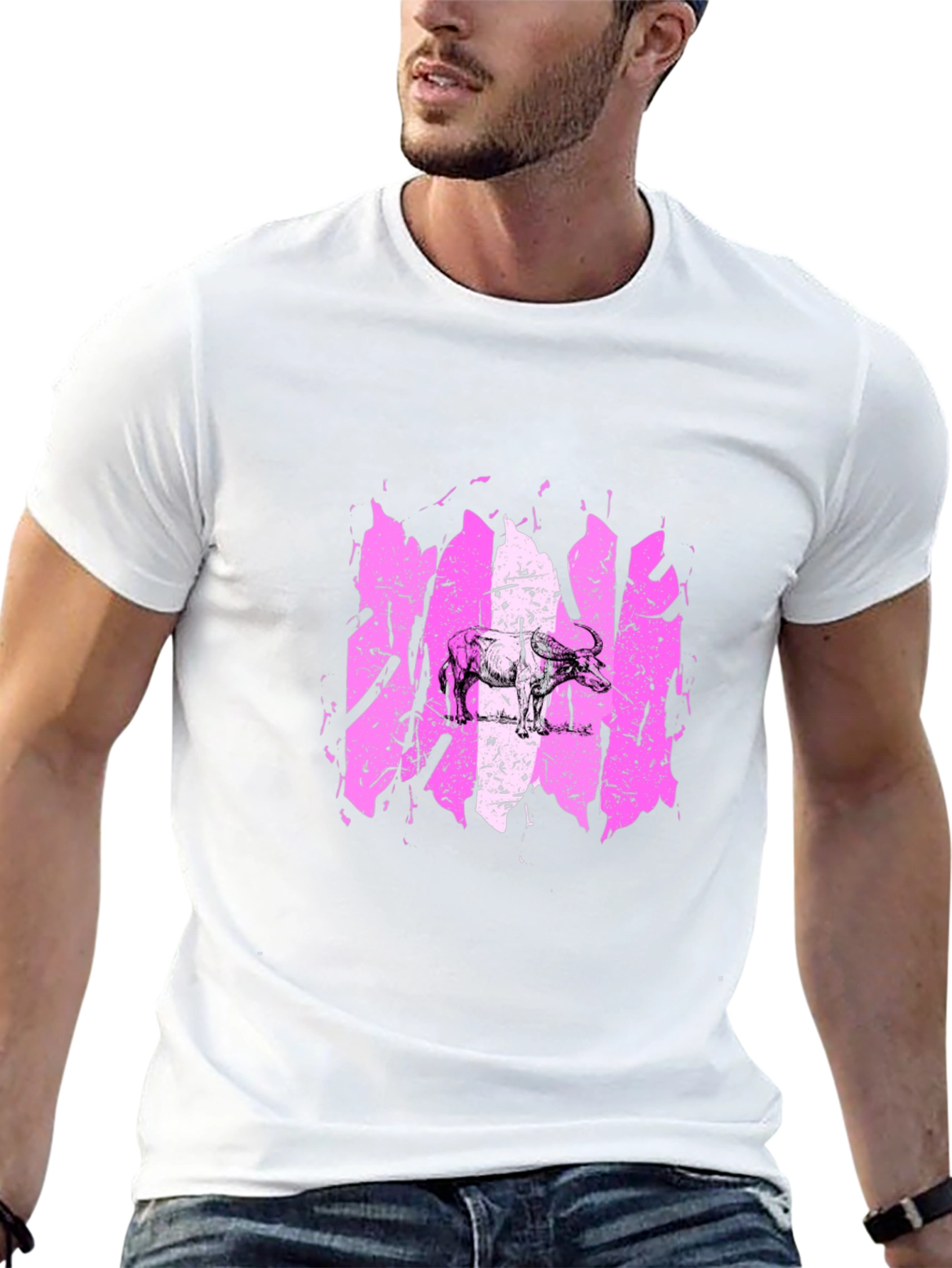 Distressed Elephant Graphic Tee - Black