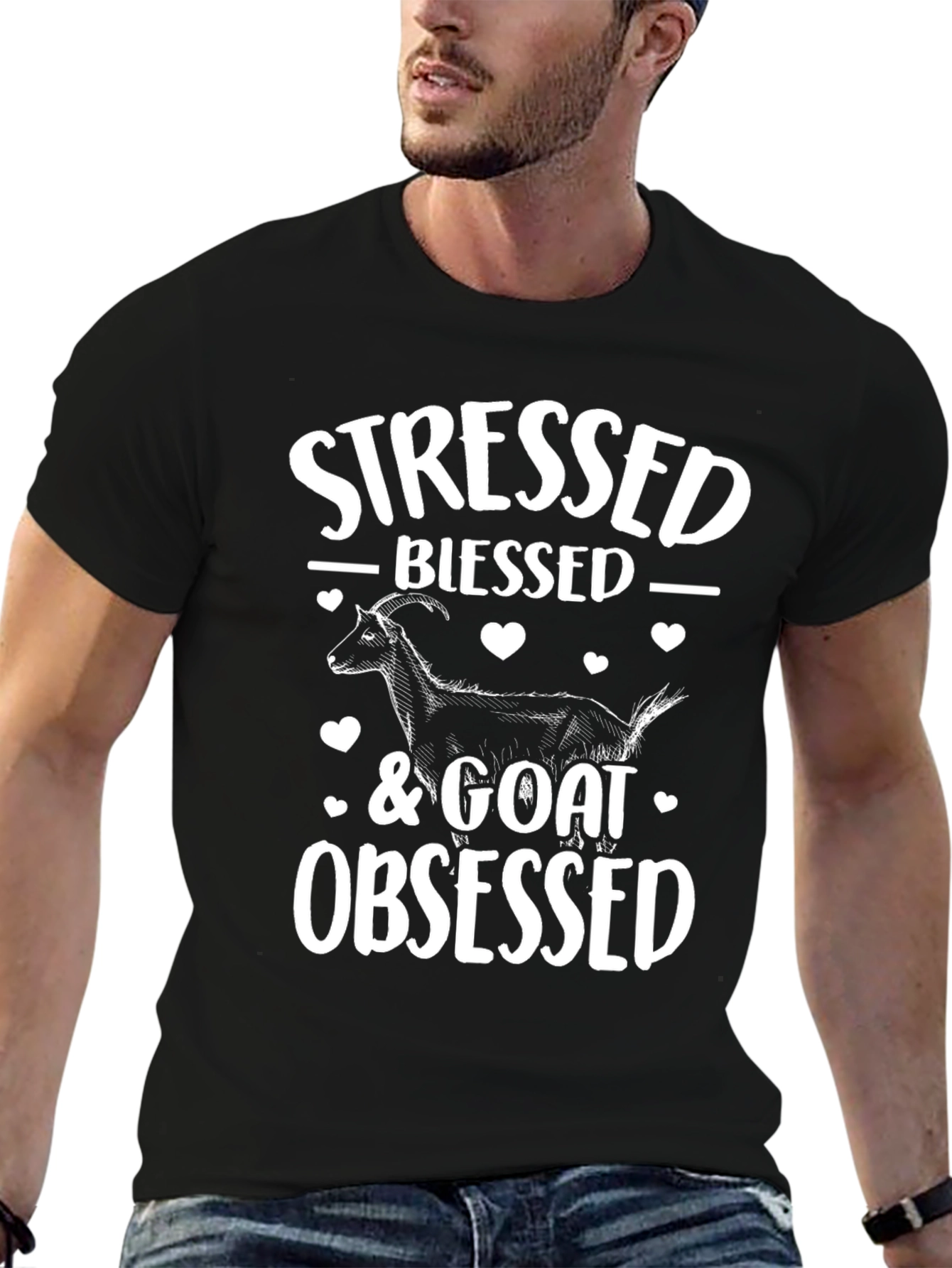 Stressed Blessed Goat Obsessed Graphic Tee