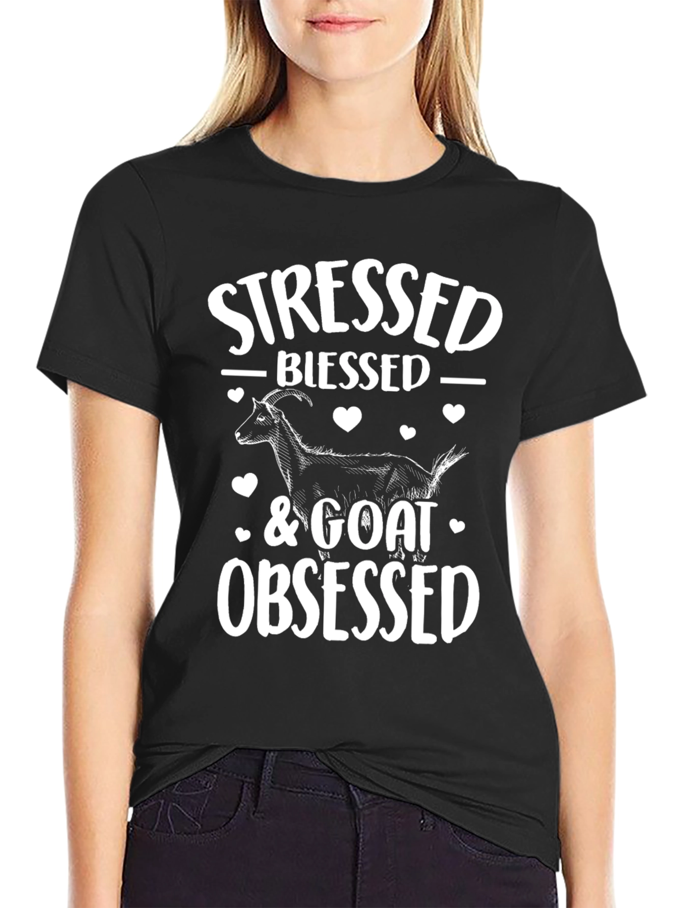 Stressed Blessed Goat Obsessed Graphic Tee