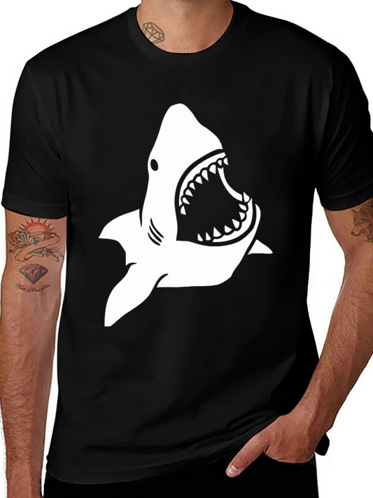 Shark Graphic Tee - Black Cotton T-Shirt