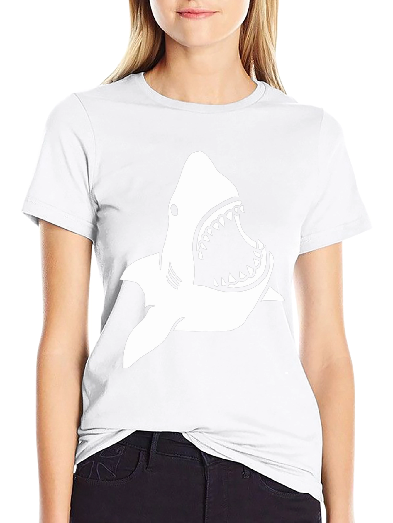 Shark Graphic Tee - Black Cotton T-Shirt