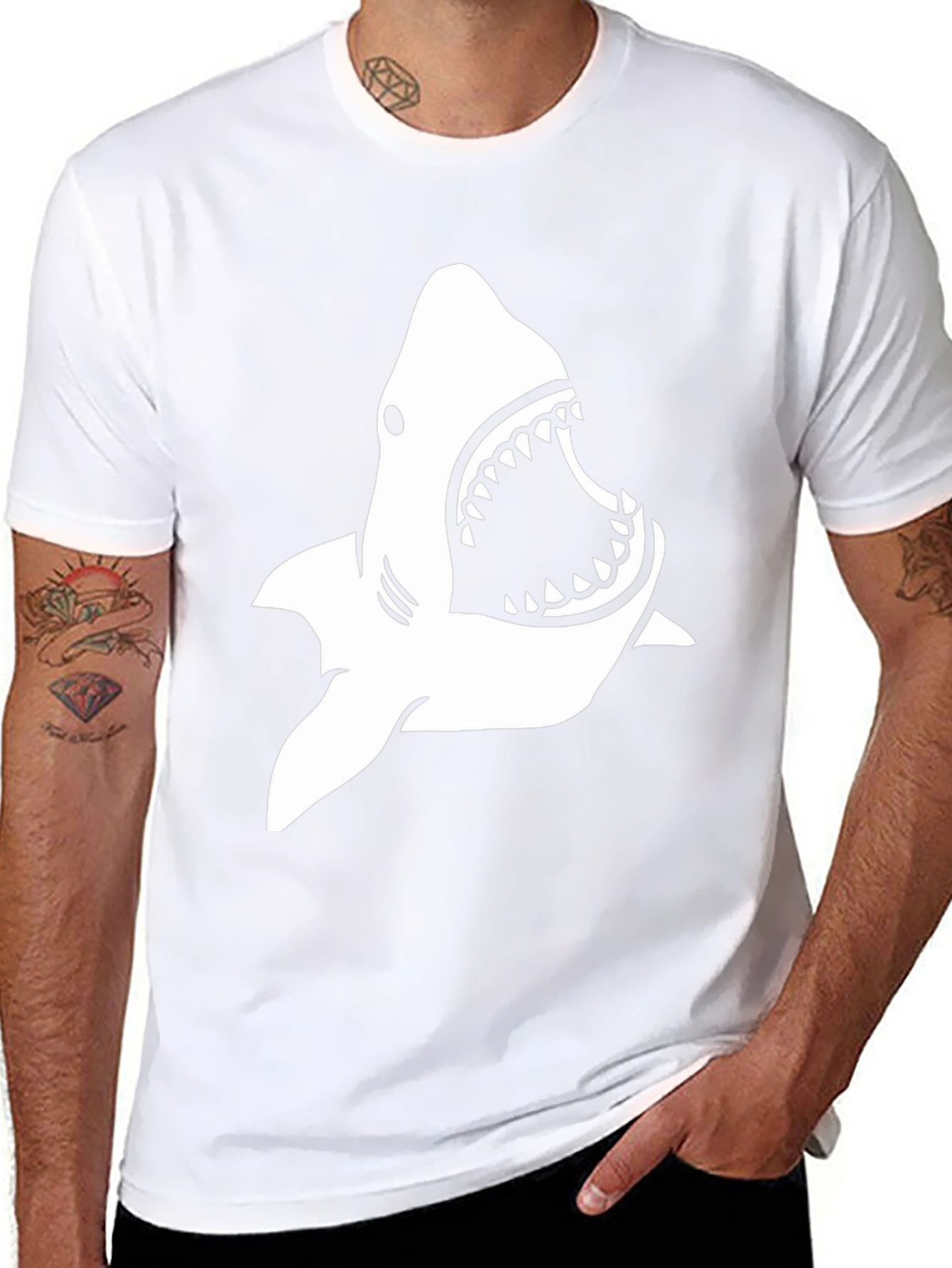 Shark Graphic Tee - Black Cotton T-Shirt
