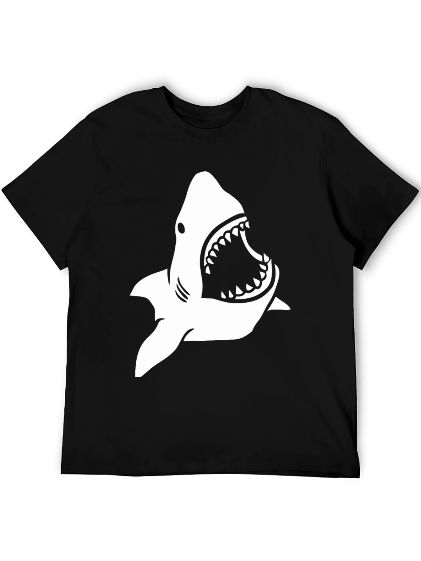 Shark Graphic Tee - Black Cotton T-Shirt