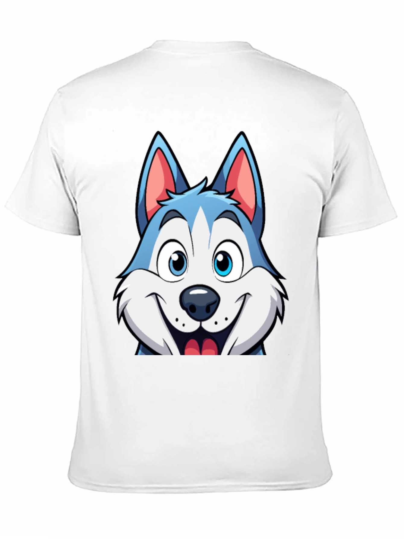 Cartoon Husky Graphic Tee - Soft Cotton Blend