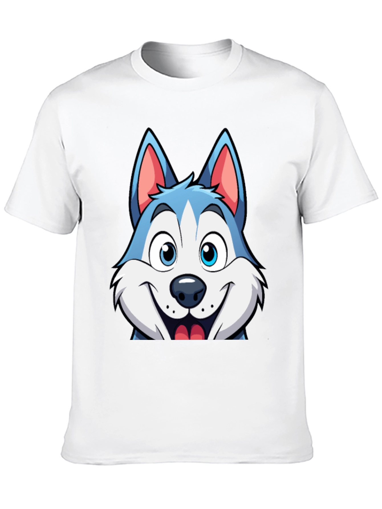 Cartoon Husky Graphic Tee - Soft Cotton Blend