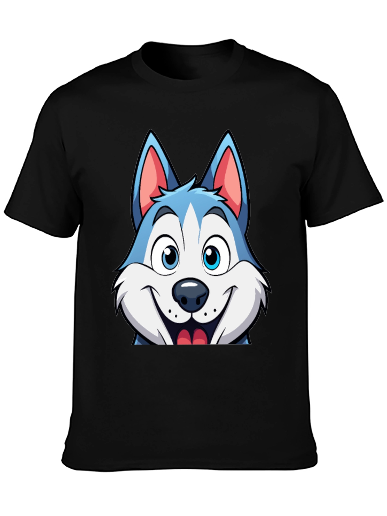 Cartoon Husky Graphic Tee - Soft Cotton Blend