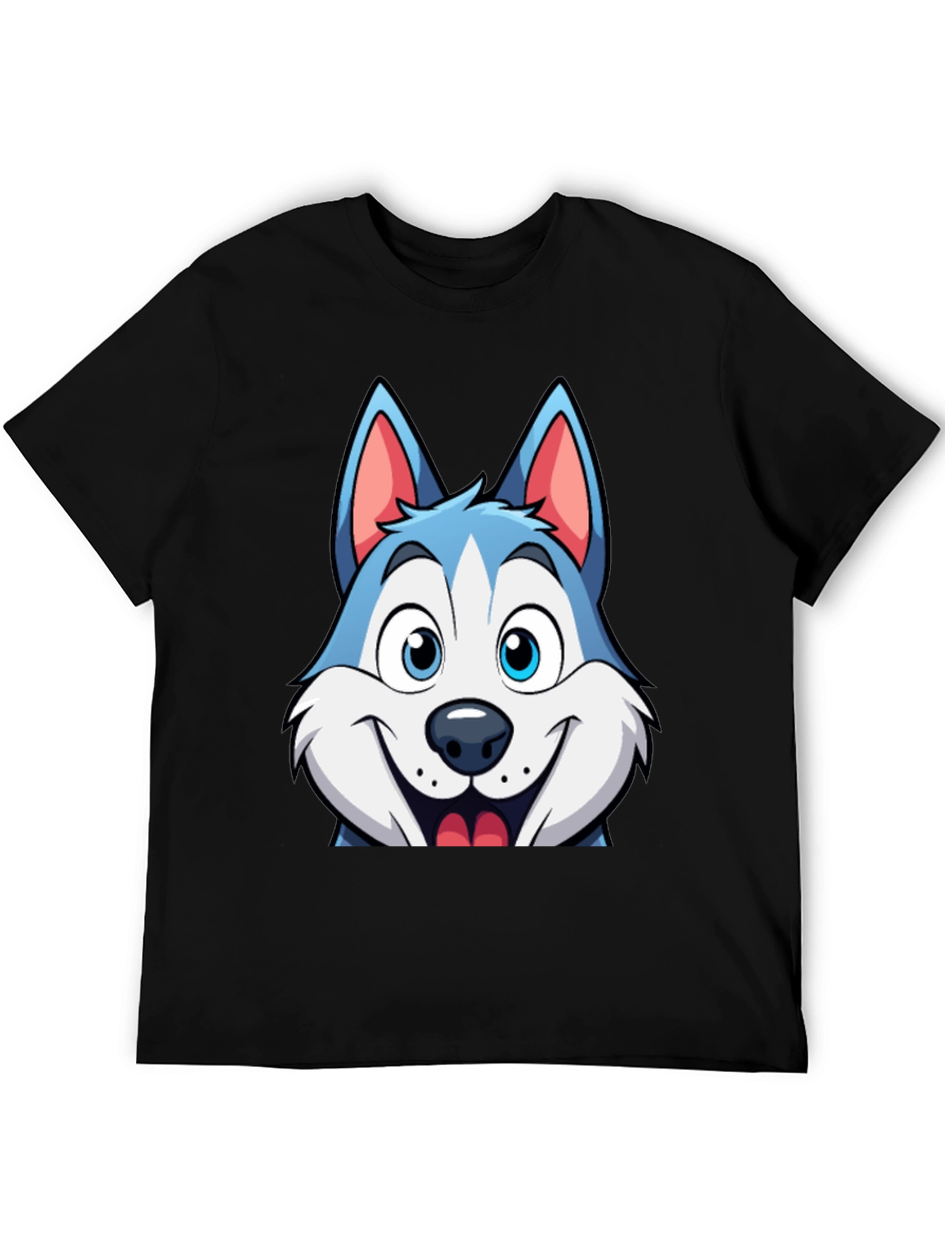 Cartoon Husky Graphic Tee - Soft Cotton Blend