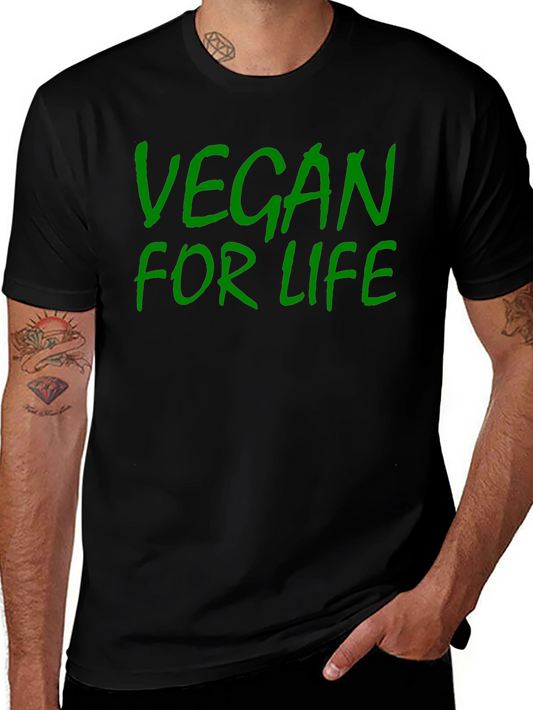 Vegan For Life T-Shirt - Green Lettering on Black