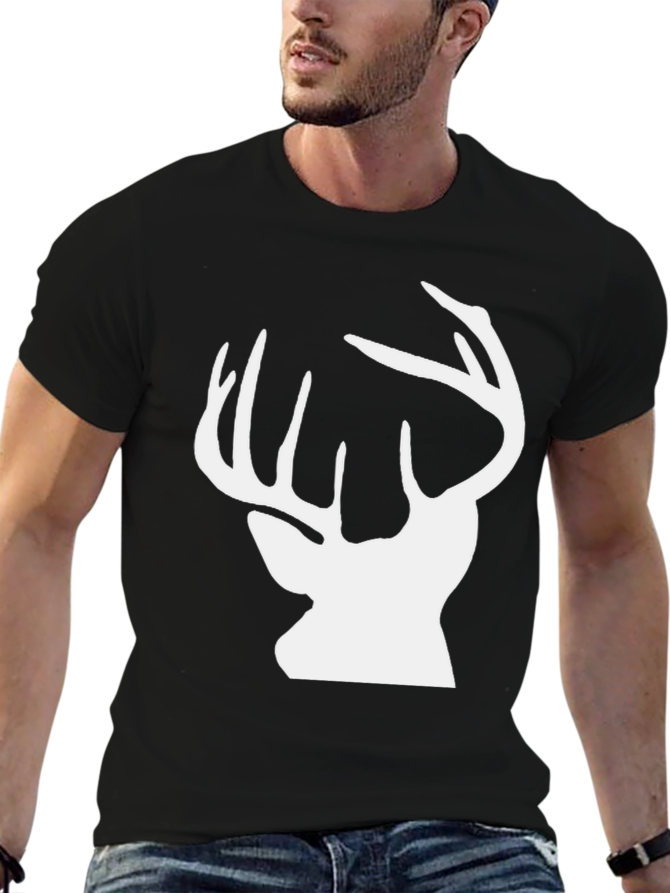 Deer Silhouette Graphic Tee - Black