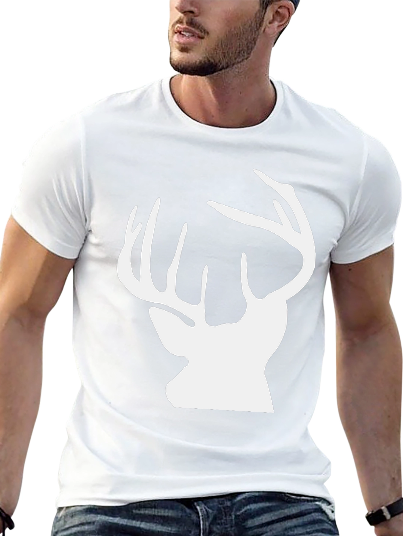 Deer Silhouette Graphic Tee - Black