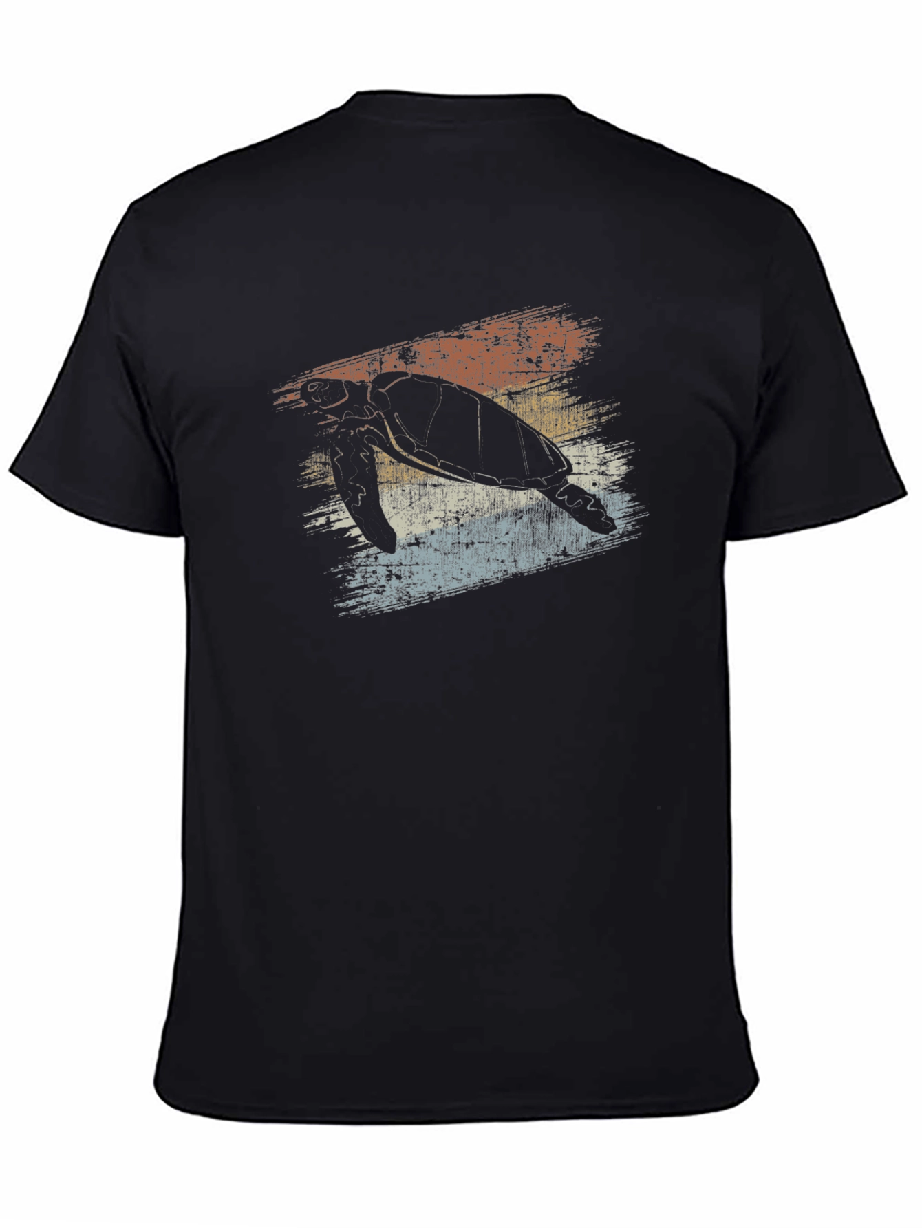 Retro Sea Turtle Graphic Tee - Black