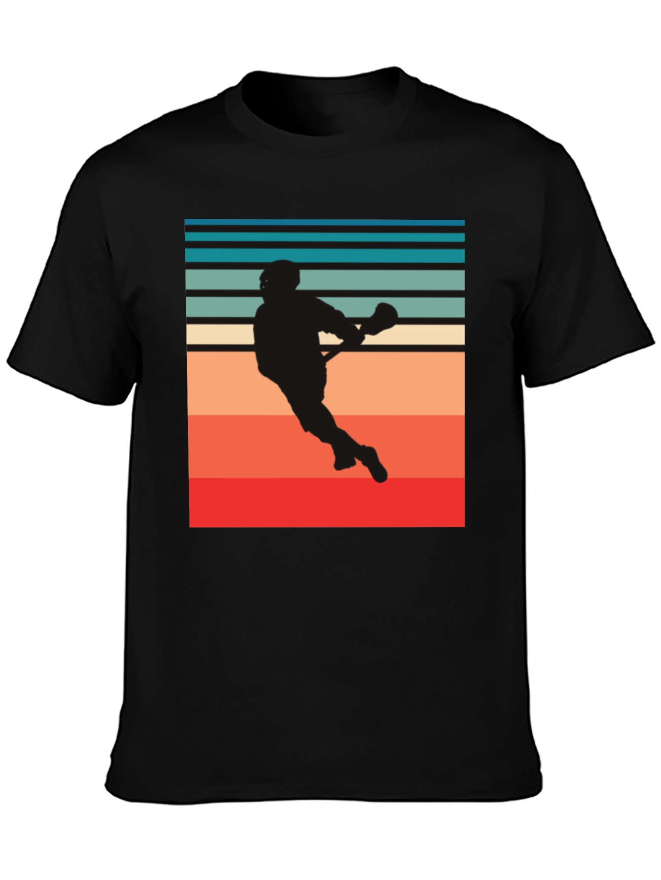 Lacrosse Player Silhouette Retro Style Graphic Tee