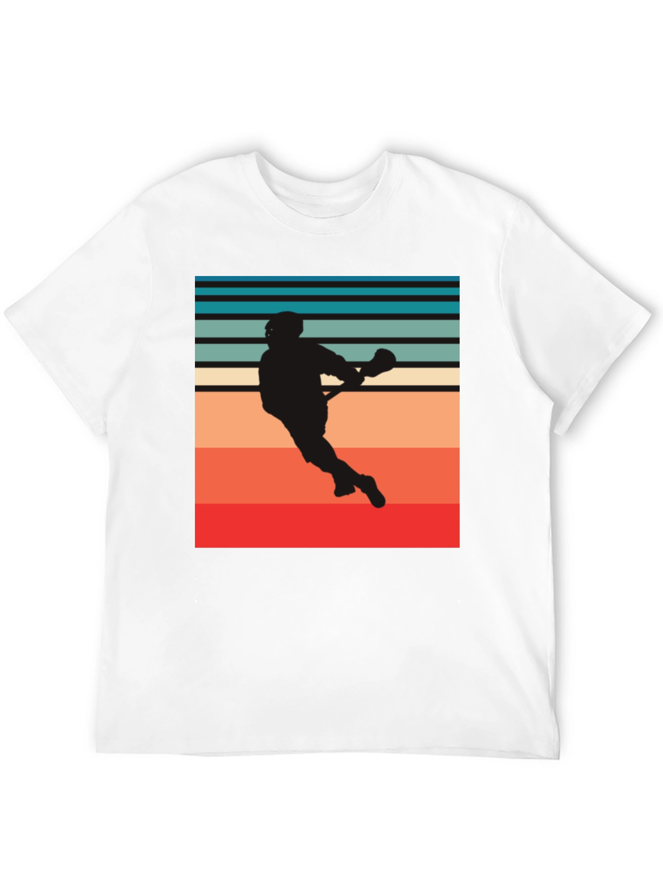 Lacrosse Player Silhouette Retro Style Graphic Tee
