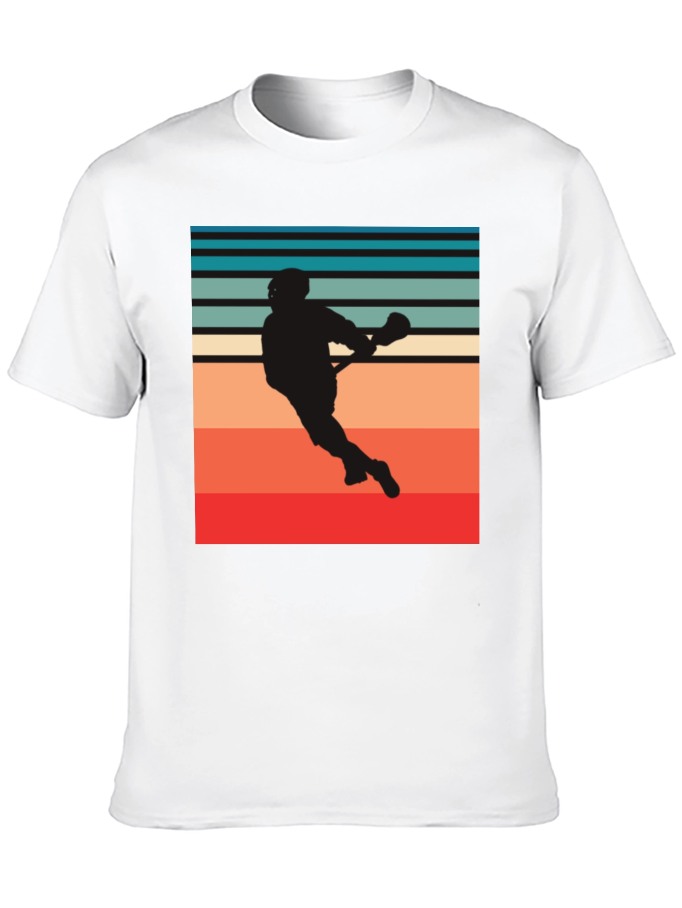 Lacrosse Player Silhouette Retro Style Graphic Tee
