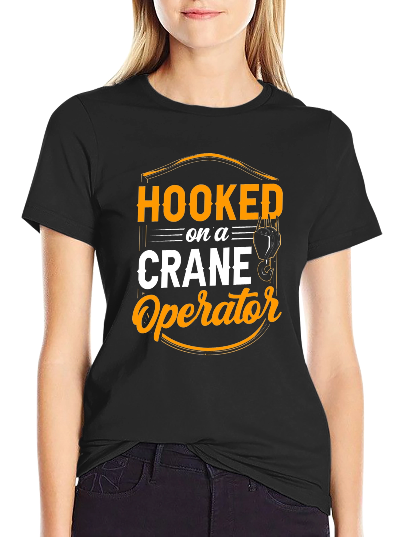 Hooked on Crane Operator T-Shirt - Black