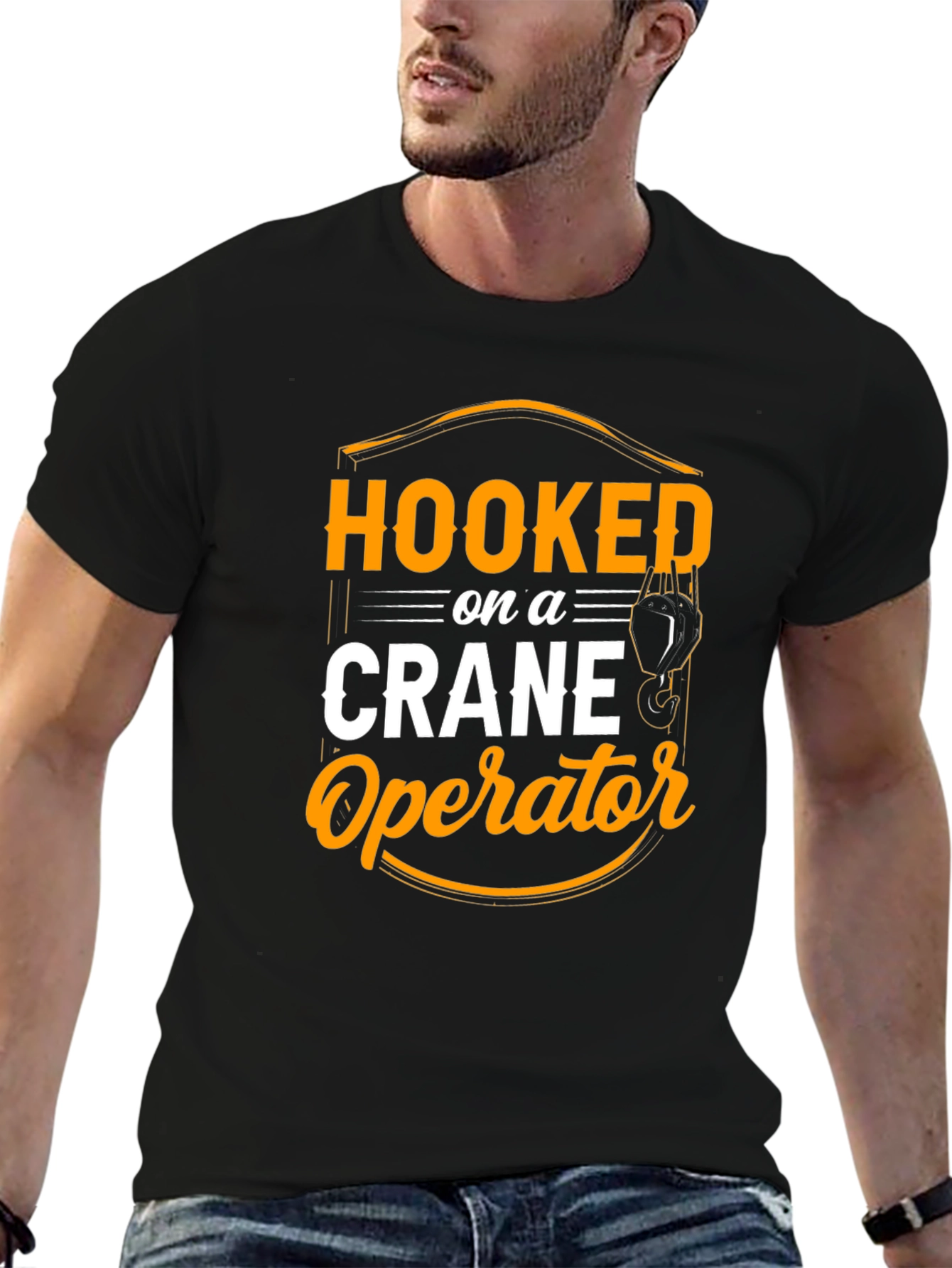 Hooked on Crane Operator T-Shirt - Black
