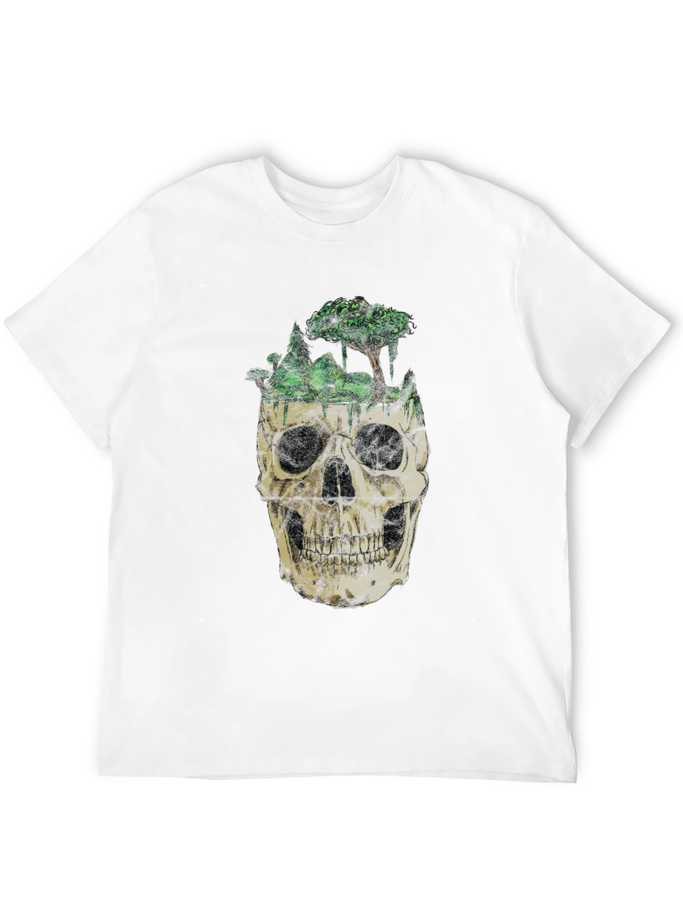 Skull & Nature Graphic T-Shirt - Unique Design